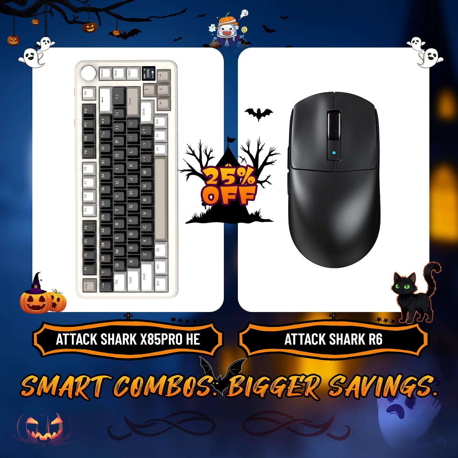 ATTACK SHARK X85PRO Tri-mode Gasket Mechanical Keyboard + R6 Wireless Gaming Mouse Bundle