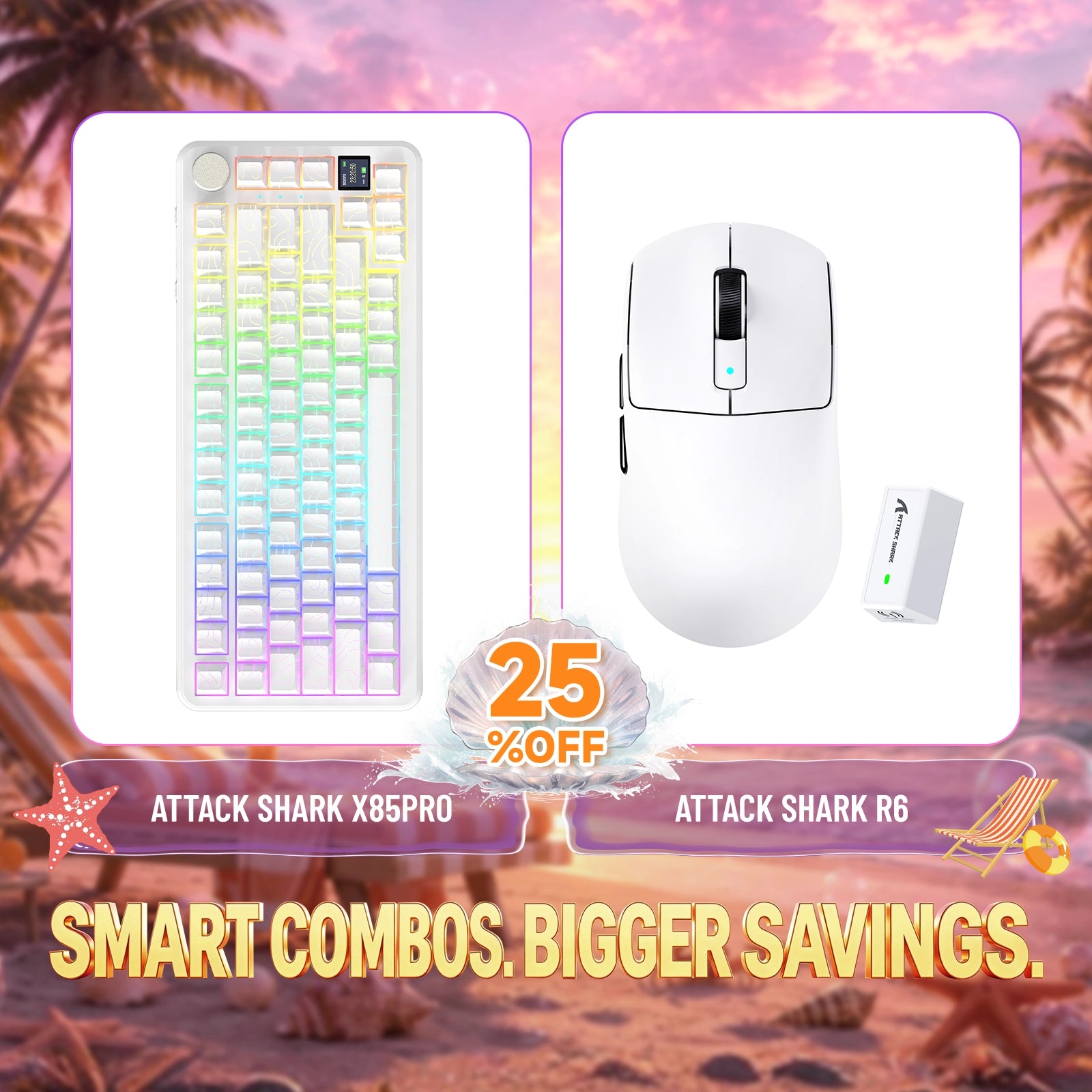 ATTACK SHARK X85PRO Tri-Modus Dichtung Mechanische Tastatur + R6 Kabellose Gaming-Maus Bundle