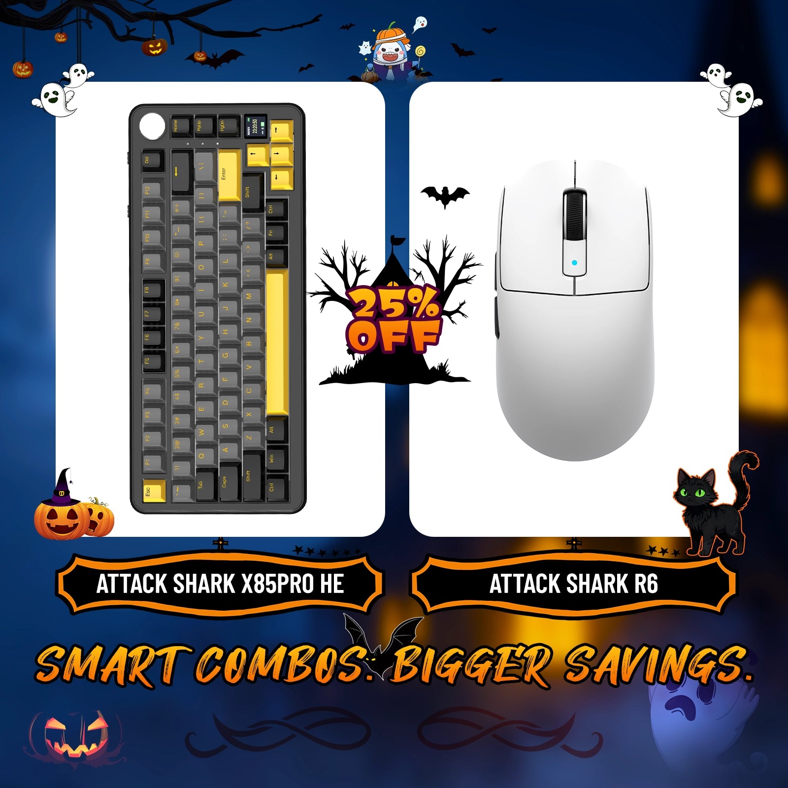 ATTACK SHARK X85PRO Tri-mode Gasket Mechanical Keyboard + R6 Wireless Gaming Mouse Bundle