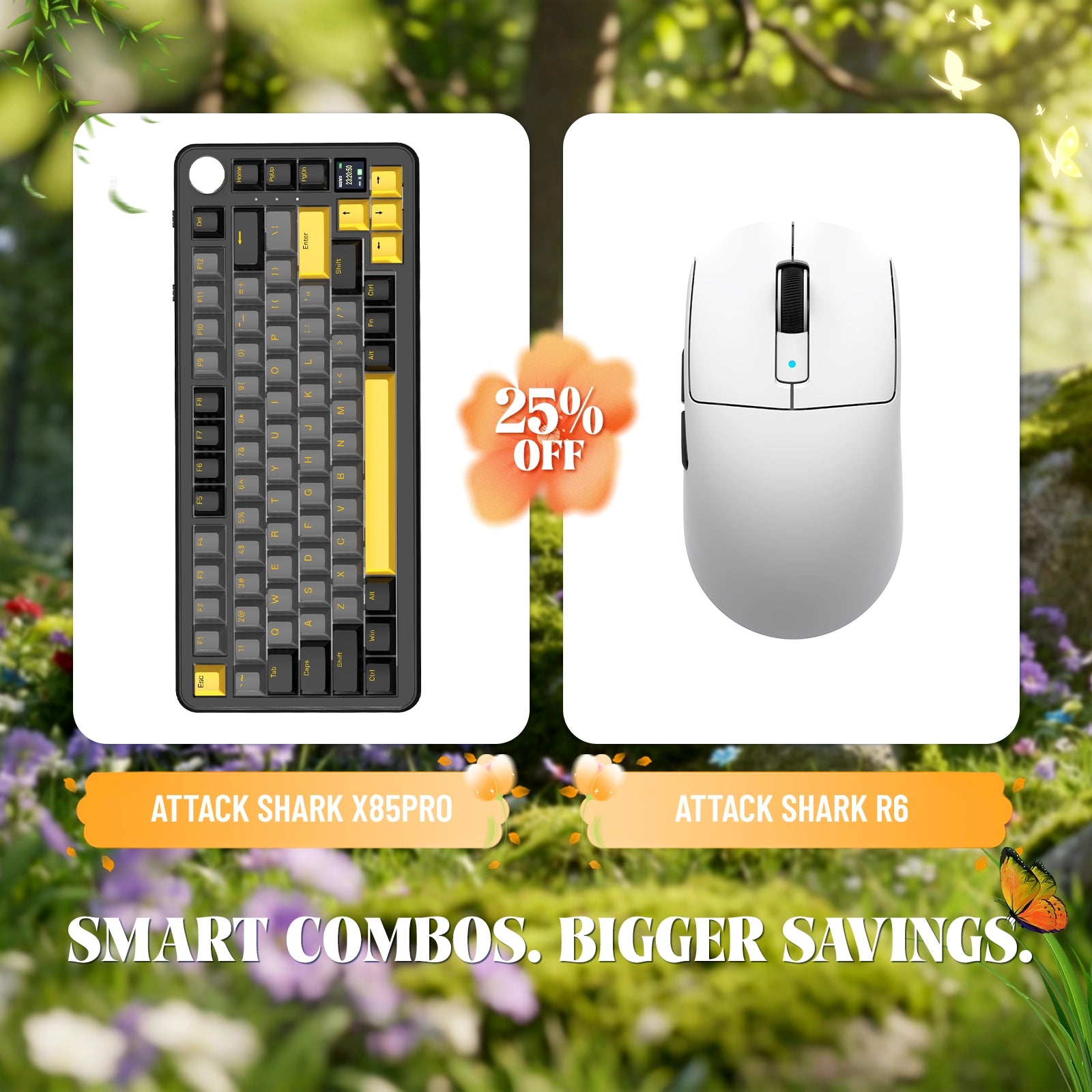 ATTACK SHARK X85PRO Tri-Mode Gasket Mechanische Tastatur + R6 Kabellose Gaming-Maus im Bundle