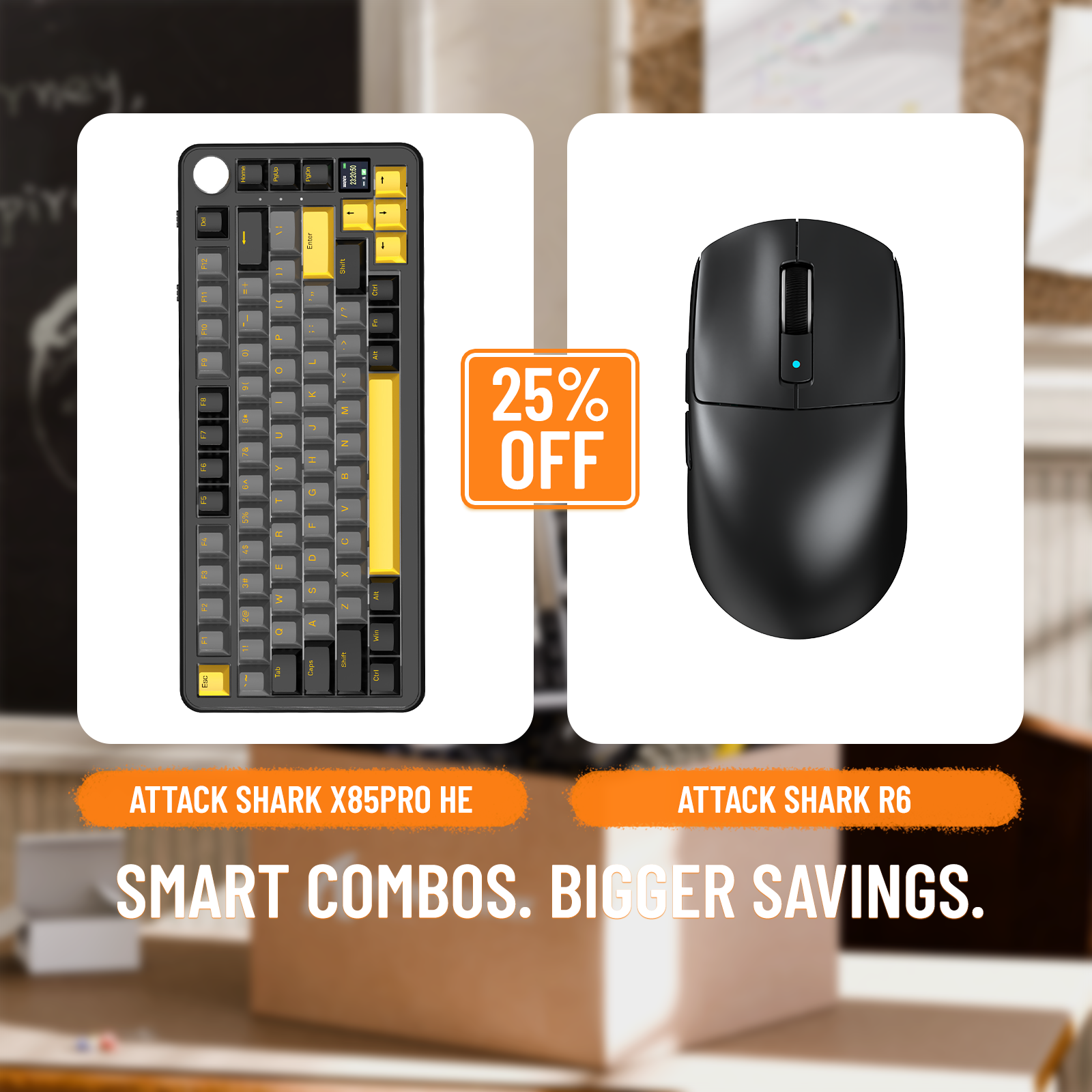 ATTACK SHARK X85PRO Tri-Mode Gasket Mechanische Tastatur + R6 Kabellose Gaming-Maus im Bundle