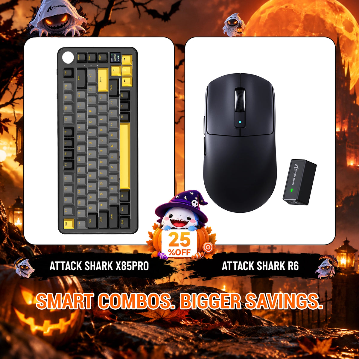 ATTACK SHARK X85 PRO Tri-Mode-Gasket-Mechaniktastatur + R6 kabelloses Gaming-Maus-Bundle