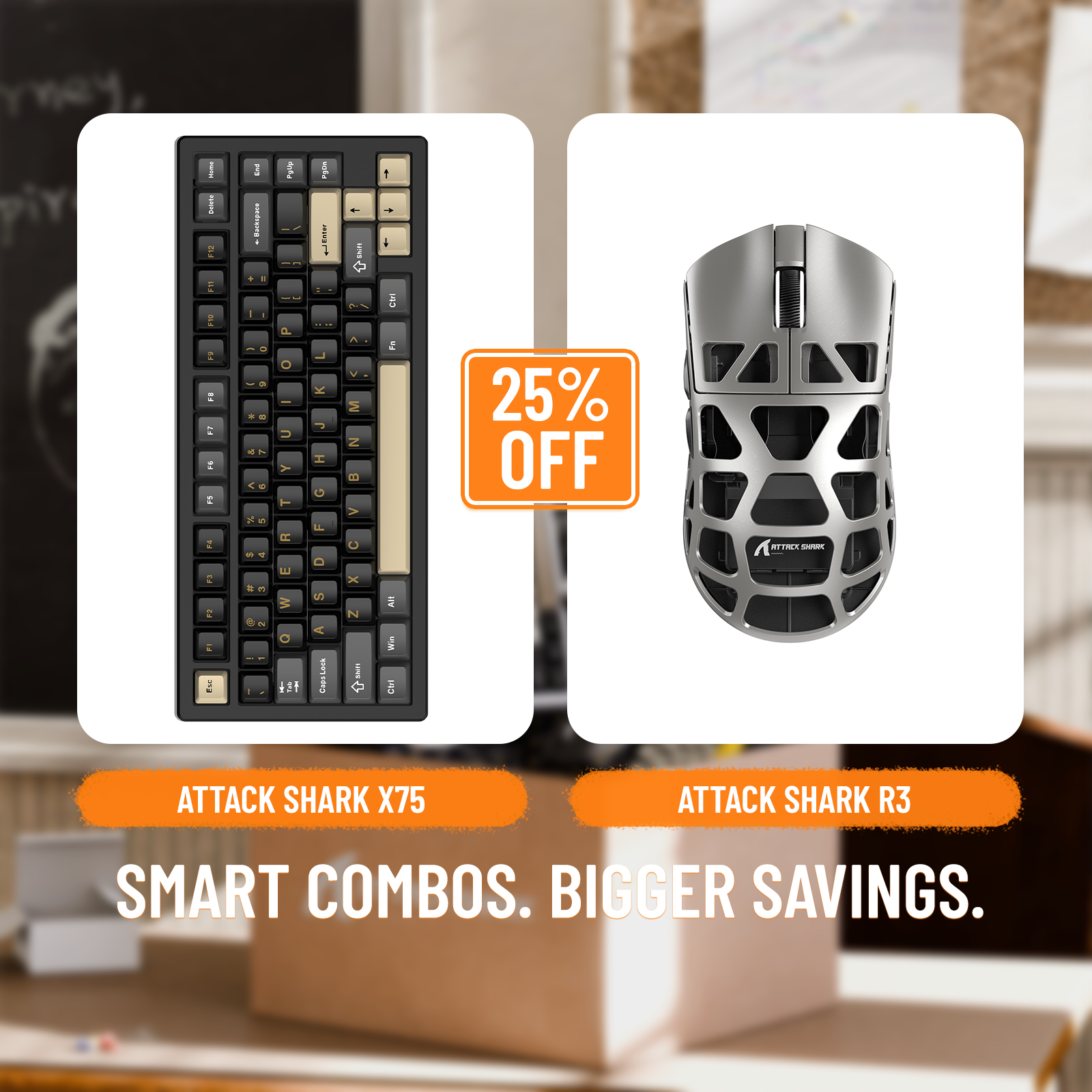 ATTACK SHARK X75 Vollaluminium-Tastatur + R3 Magnesiumlegierung-Gaming-Maus-Paket