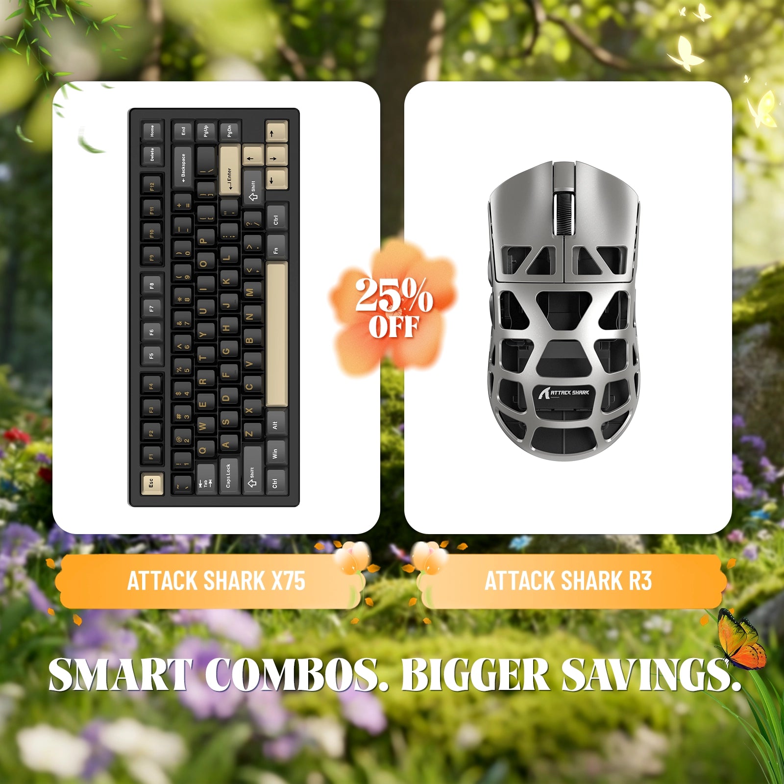 ATTACK SHARK X75 Vollaluminium-Tastatur + R3 Magnesiumlegierung-Gaming-Maus-Paket