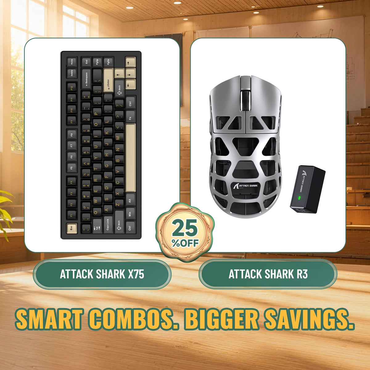 ATTACK SHARK X75 Vollaluminium Tastatur + R3 Magnesiumlegierung Gaming-Maus Bundle