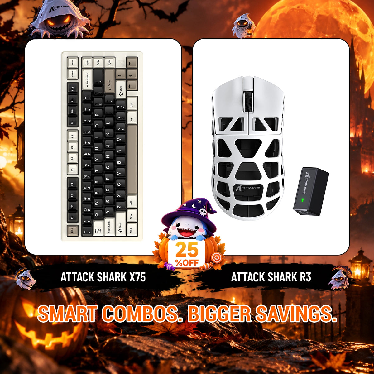ATTACK SHARK X75 Vollaluminium Tastatur + R3 Magnesiumlegierung Gaming-Maus Bundle
