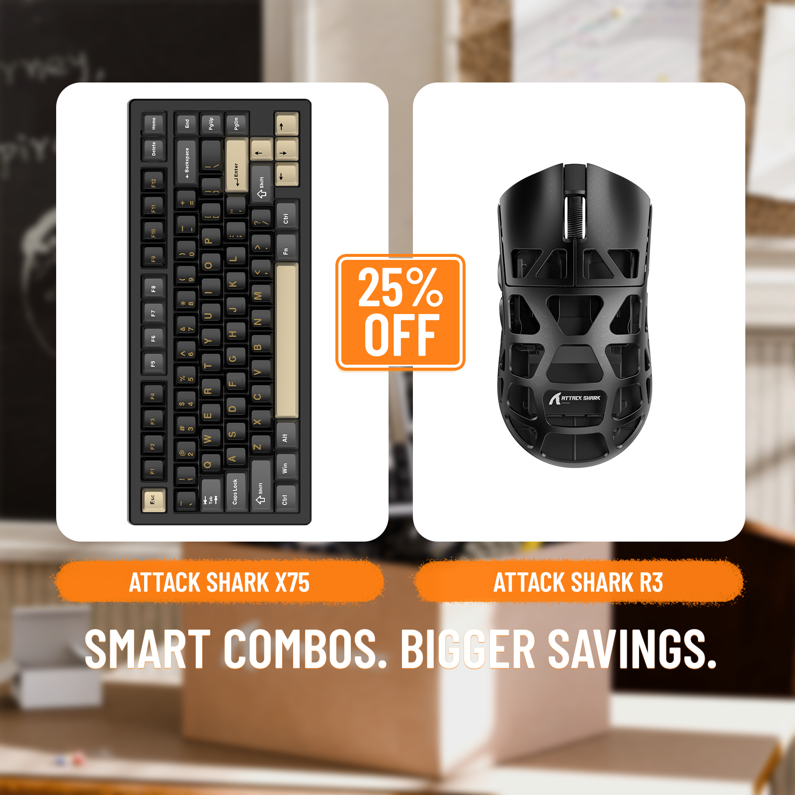 ATTACK SHARK X75 Vollaluminium-Tastatur + R3 Magnesiumlegierung-Gaming-Maus-Paket