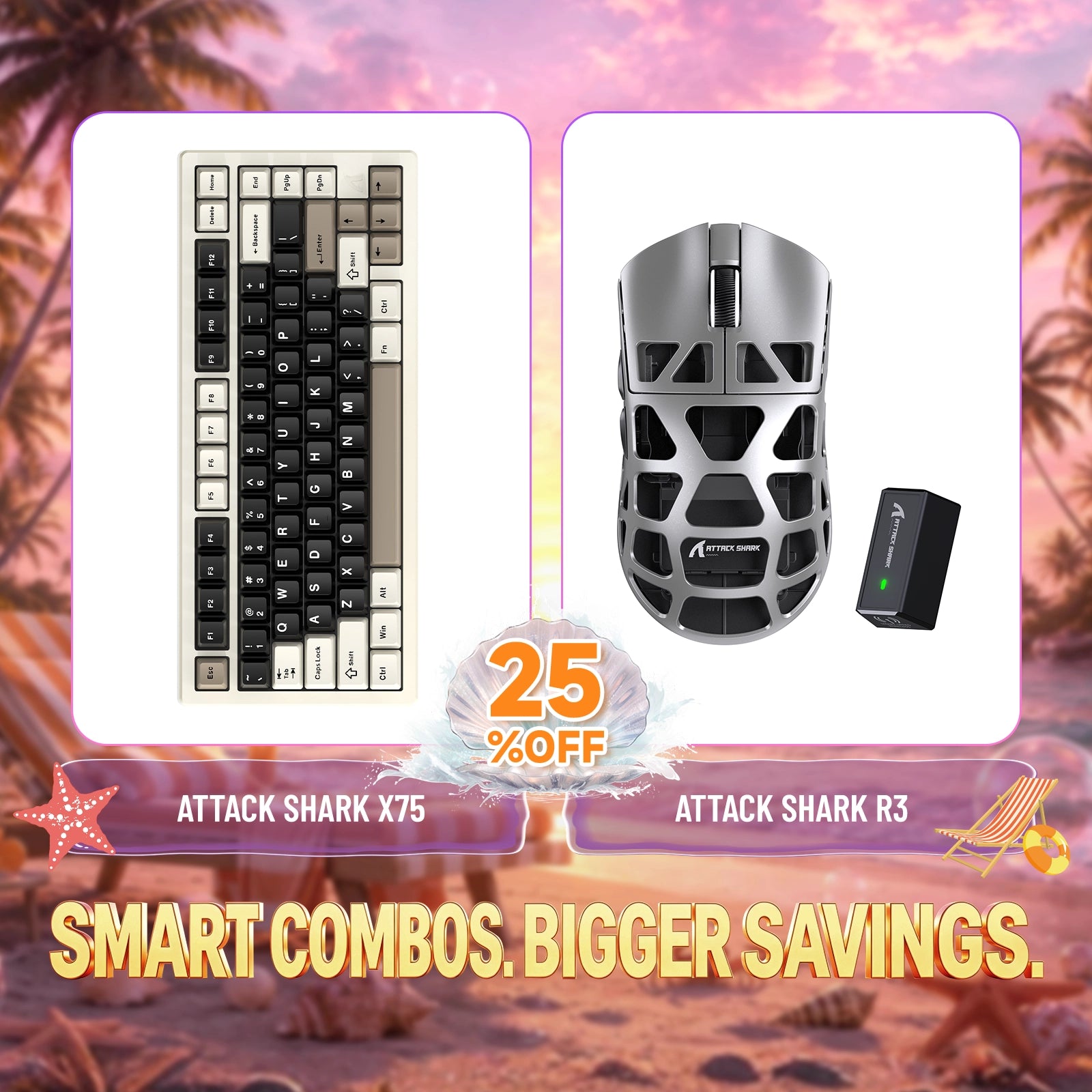 ATTACK SHARK X75 Vollaluminium Tastatur + R3 Magnesiumlegierung Gaming-Maus Bundle
