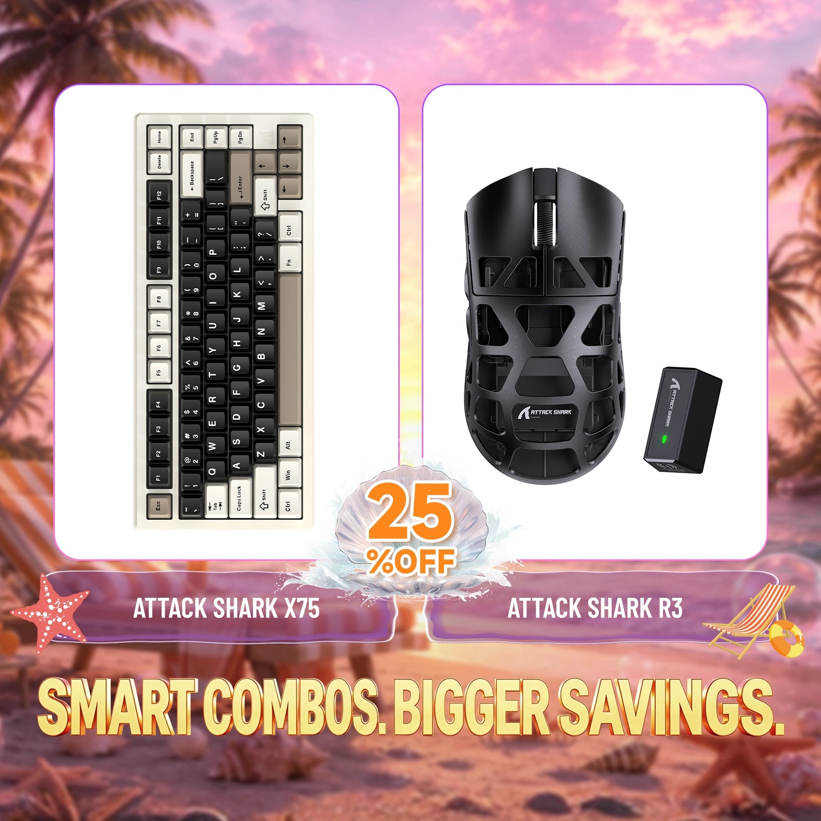 ATTACK SHARK X75 Vollaluminium Tastatur + R3 Magnesiumlegierung Gaming-Maus Bundle