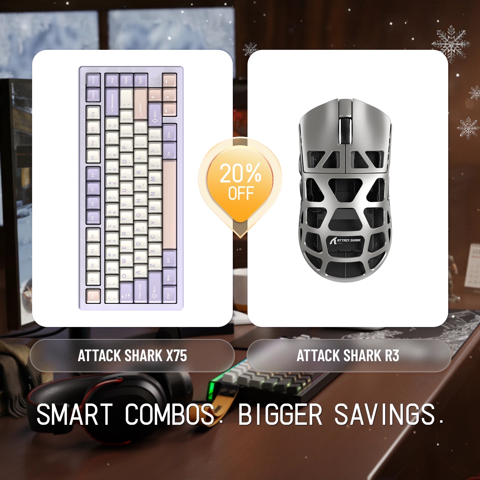 ATTACK SHARK X75 Vollaluminium-Tastatur + R3 Magnesiumlegierung-Gaming-Maus-Paket