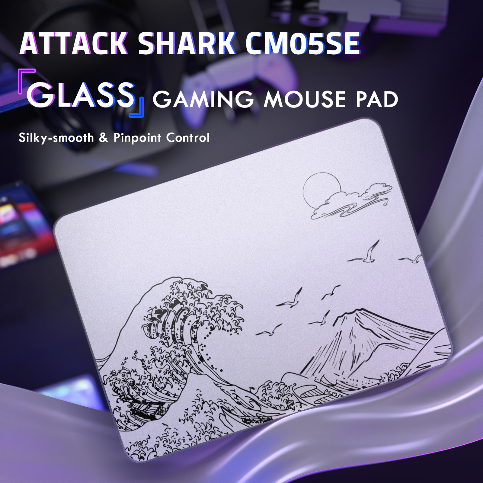 ATTACK SHARK CM05 Gehärtete Glas Gaming-Mausmatte