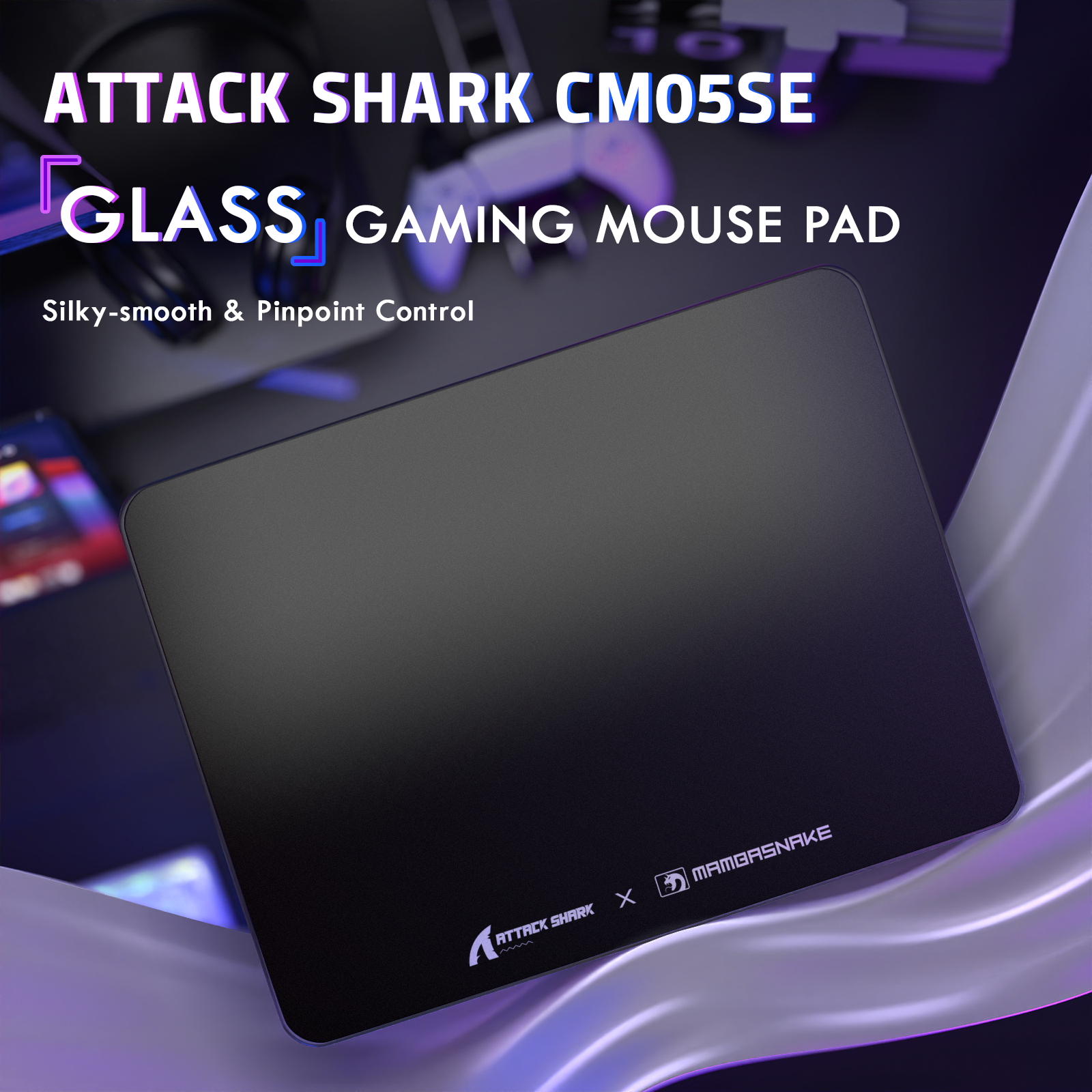 ATTACK SHARK CM05 Gehärtete Glas Gaming-Mausmatte