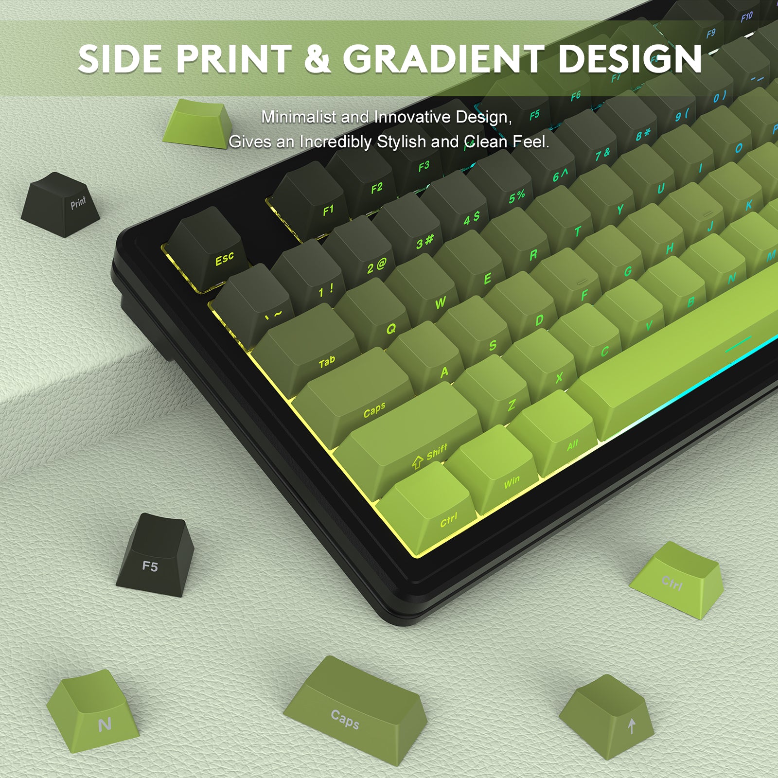 ATTACK SHARK M87PRO keyboard with side print PBT keycaps, gradient design and minimalist style.