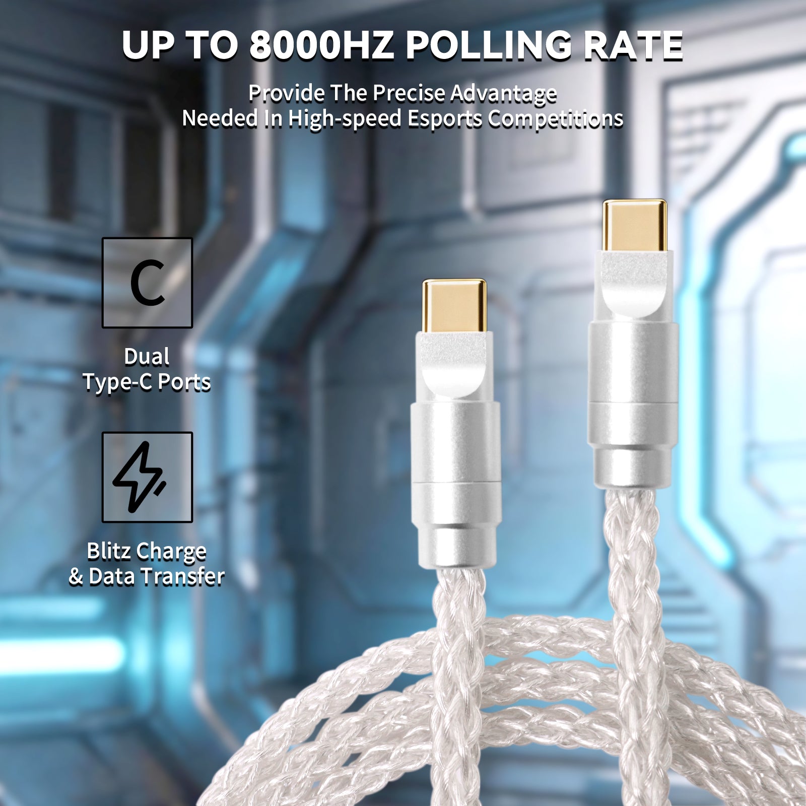 ATTACK SHARK C07 PRO 2-in-1 Type-C-Kabel für 8KHz Gaming-Tastatur/Maus