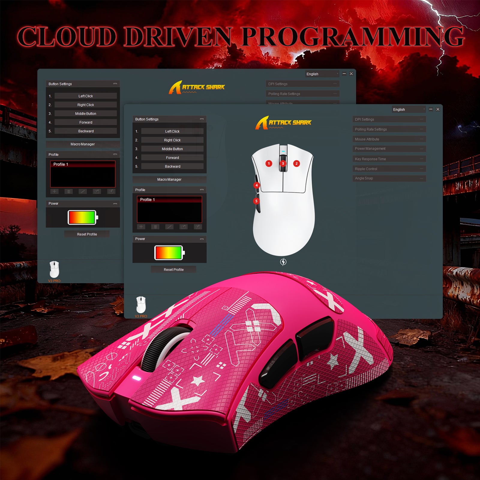 ATTACK SHARK V3PRO Ultraleichte Tri-Mode-Gaming-Maus mit Ladestation