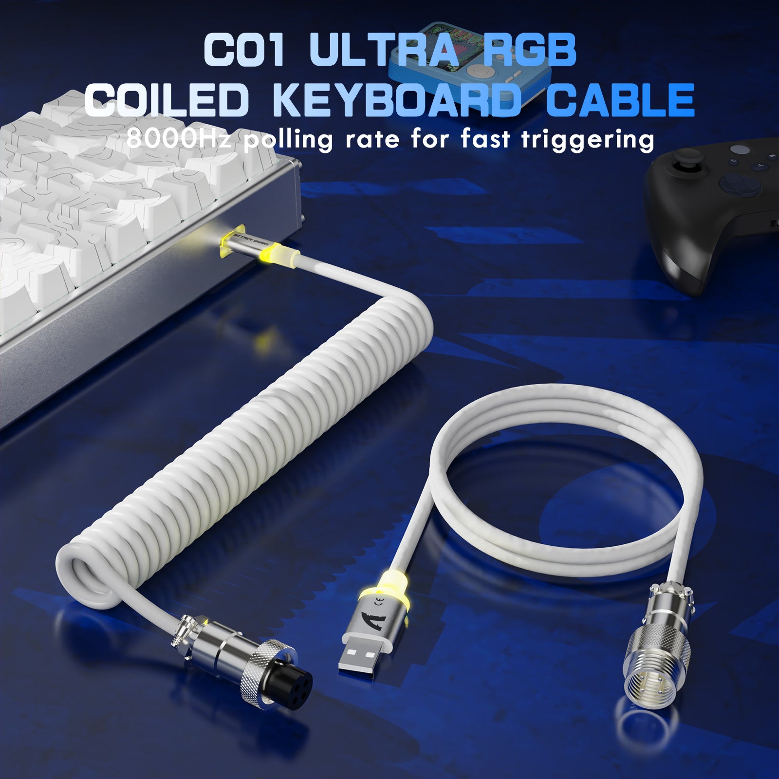 ATTACK SHARK X68MAX HE Rapid Trigger CNC Aluminium-Tastatur mit magnetischem Schalter und C01Ultra RGB Spiralkabel
