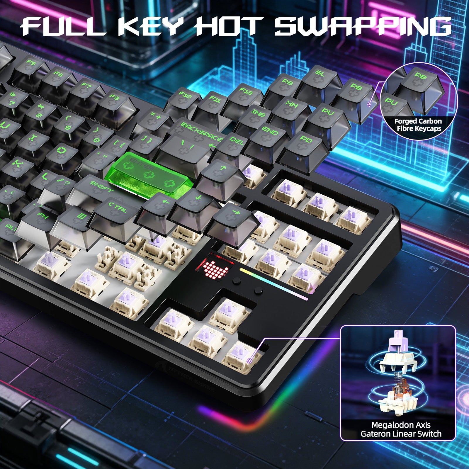 ATTACK SHARK X87 ULTRA Kabellose Gaming-Tastatur mit 8KHz-Empfänger und RGB-Spiralkabel
