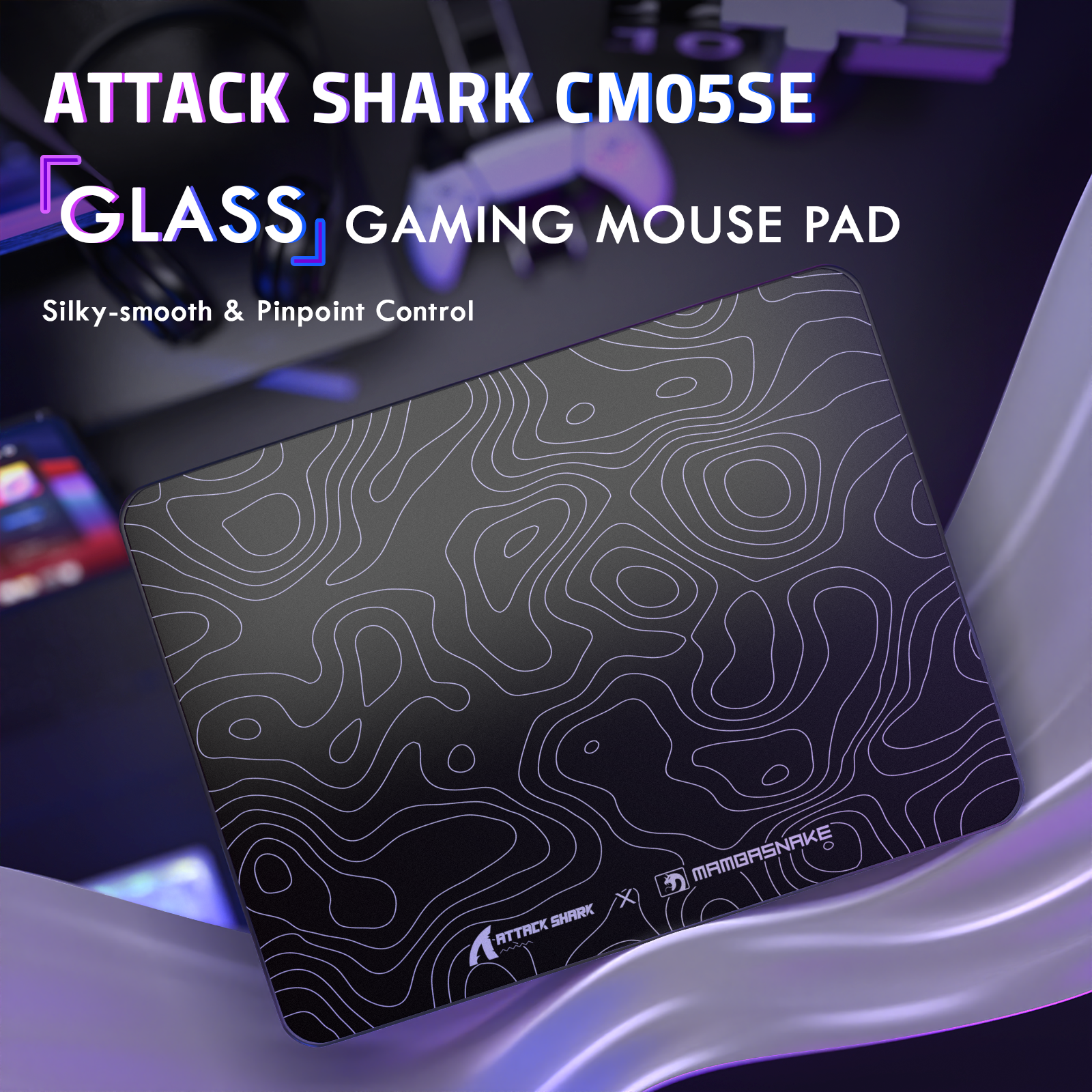 ATTACK SHARK CM05 Gehärtete Glas Gaming-Mausmatte