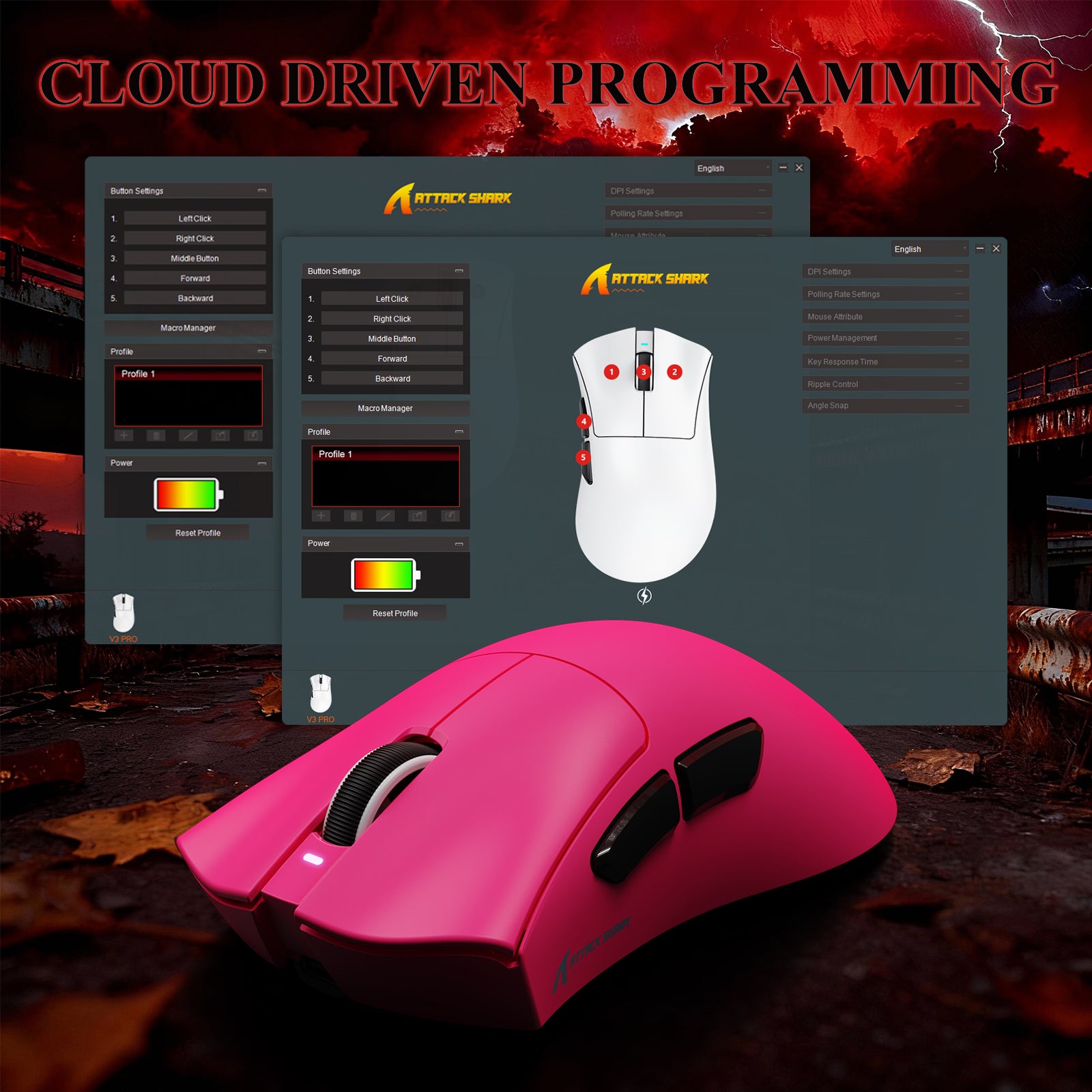 ATTACK SHARK V3PRO Ultraleichte Tri-Mode-Gaming-Maus mit Ladestation