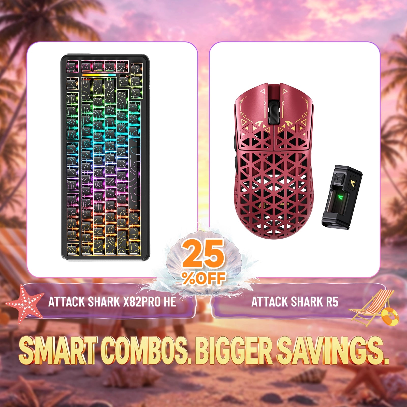 ATTACK SHARK X82PRO HE Rapid Trigger Tastatur + R5 Carbonfaser Kabellose Gaming-Maus Bundle
