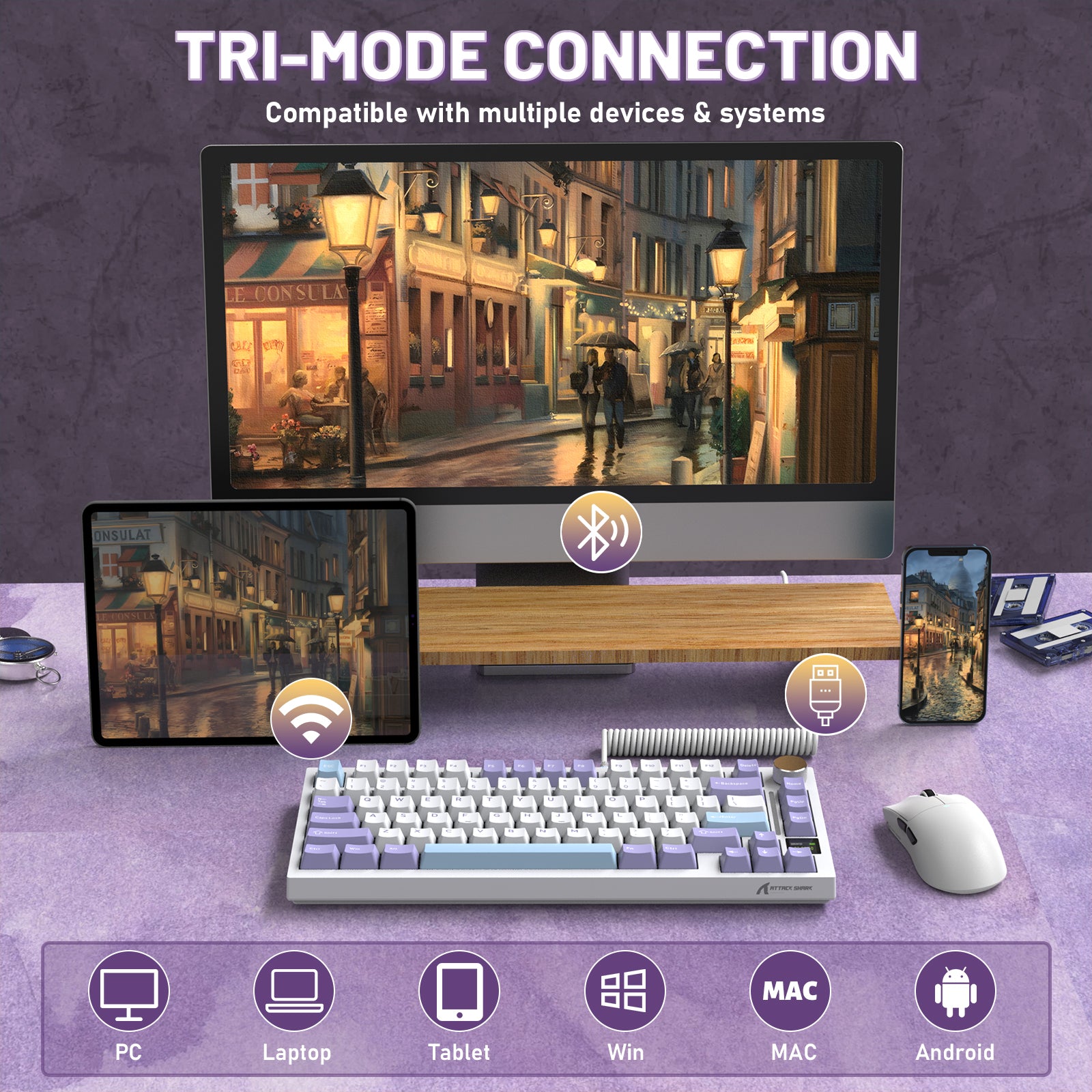 ATTACK SHARK X820ULTRA Mechanische Tastatur mit C01ULTRA Spiralkabel