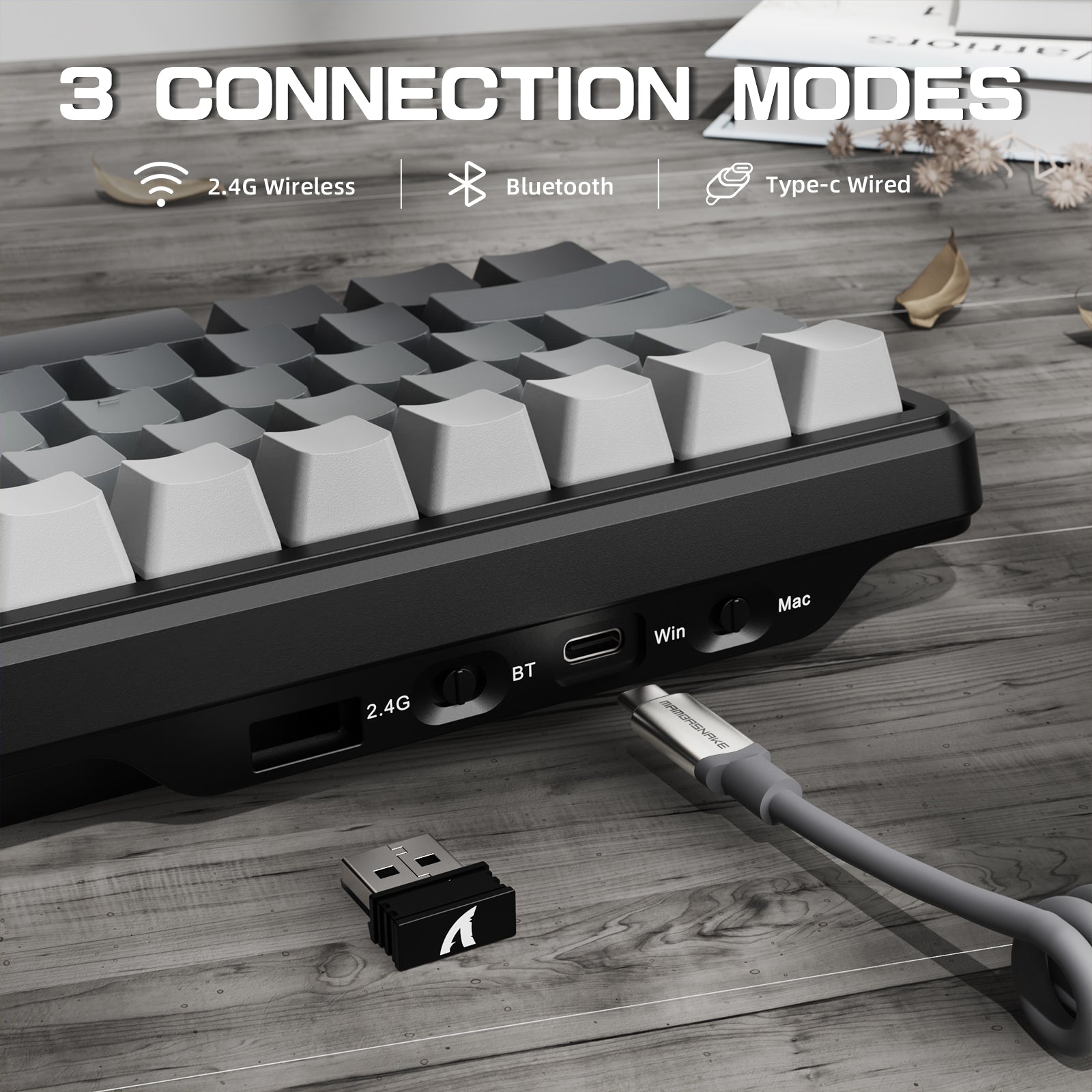ATTACK SHARK X66: 3 Connection Modes 2.4G, Bluetooth, Wired