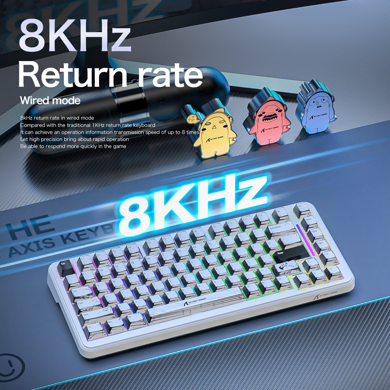 ATTACK SHARK X82PRO HE Kabellose Rapid Trigger-Gaming-Tastatur mit Magnetschalter