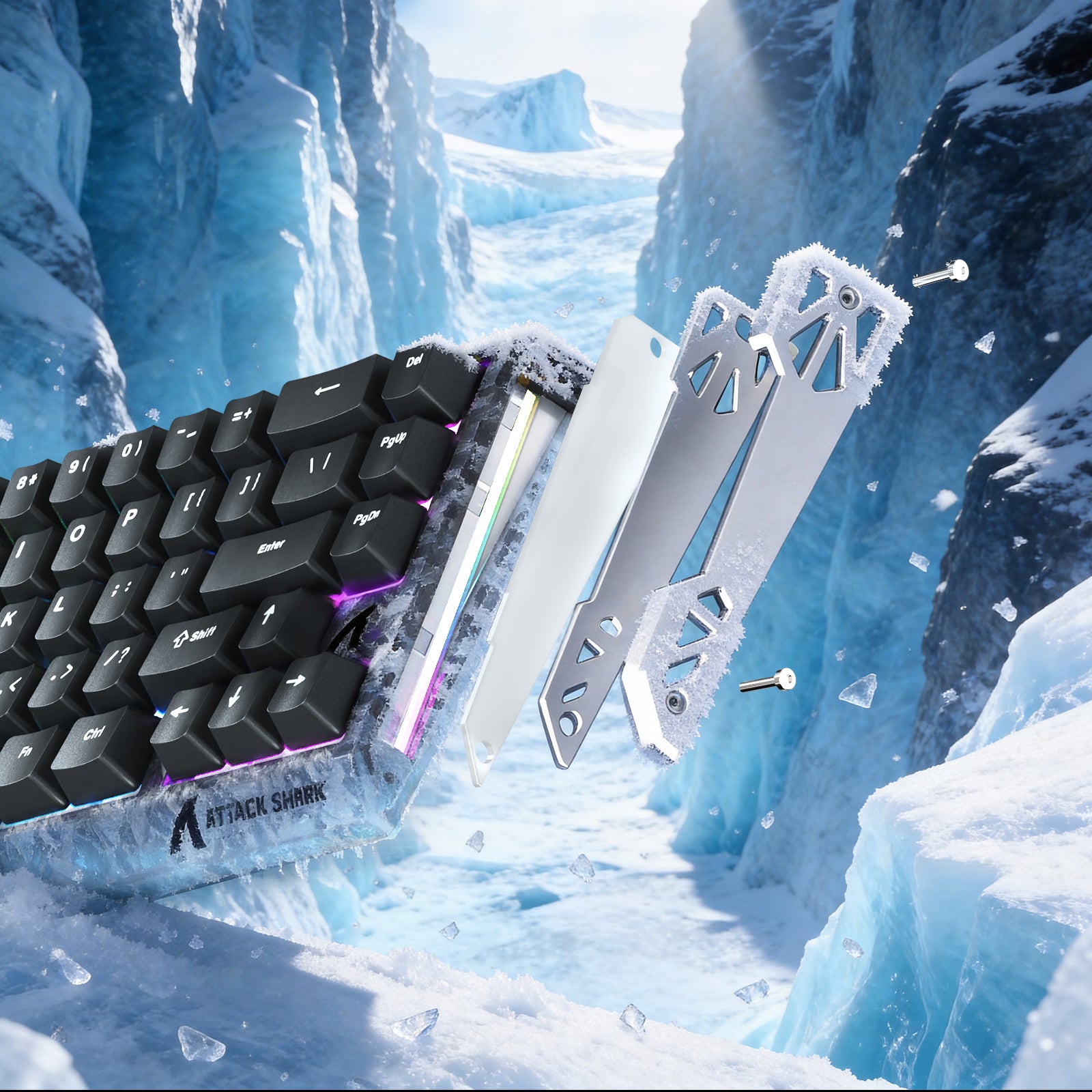 ATTACK SHARK R68 HE Kohlefaser Kabelgebundene Rapid Trigger Magnetischer Schalter Tastatur mit C01 Ultra RGB Spiralkabel
