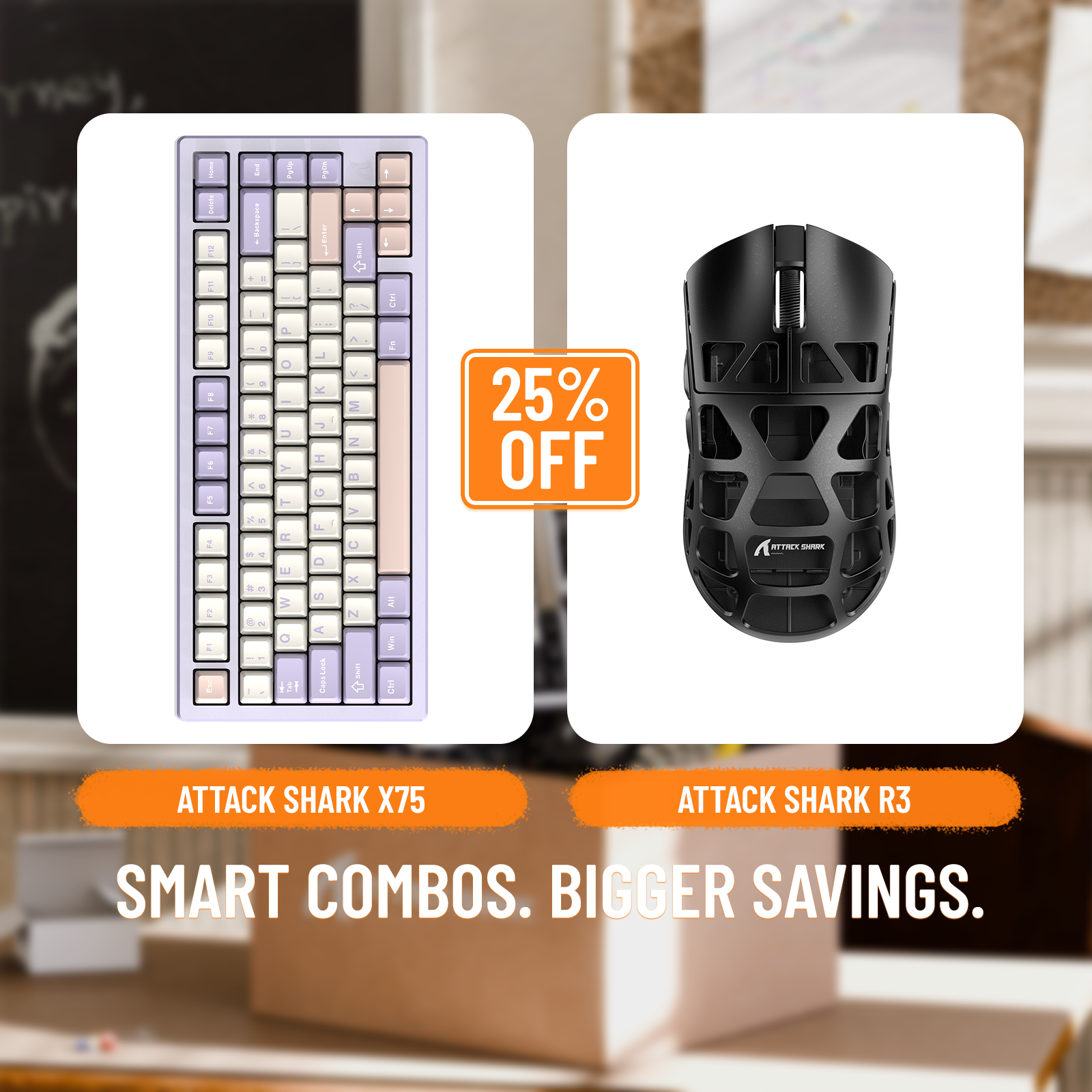 ATTACK SHARK X75 Vollaluminium-Tastatur + R3 Magnesiumlegierung-Gaming-Maus-Paket
