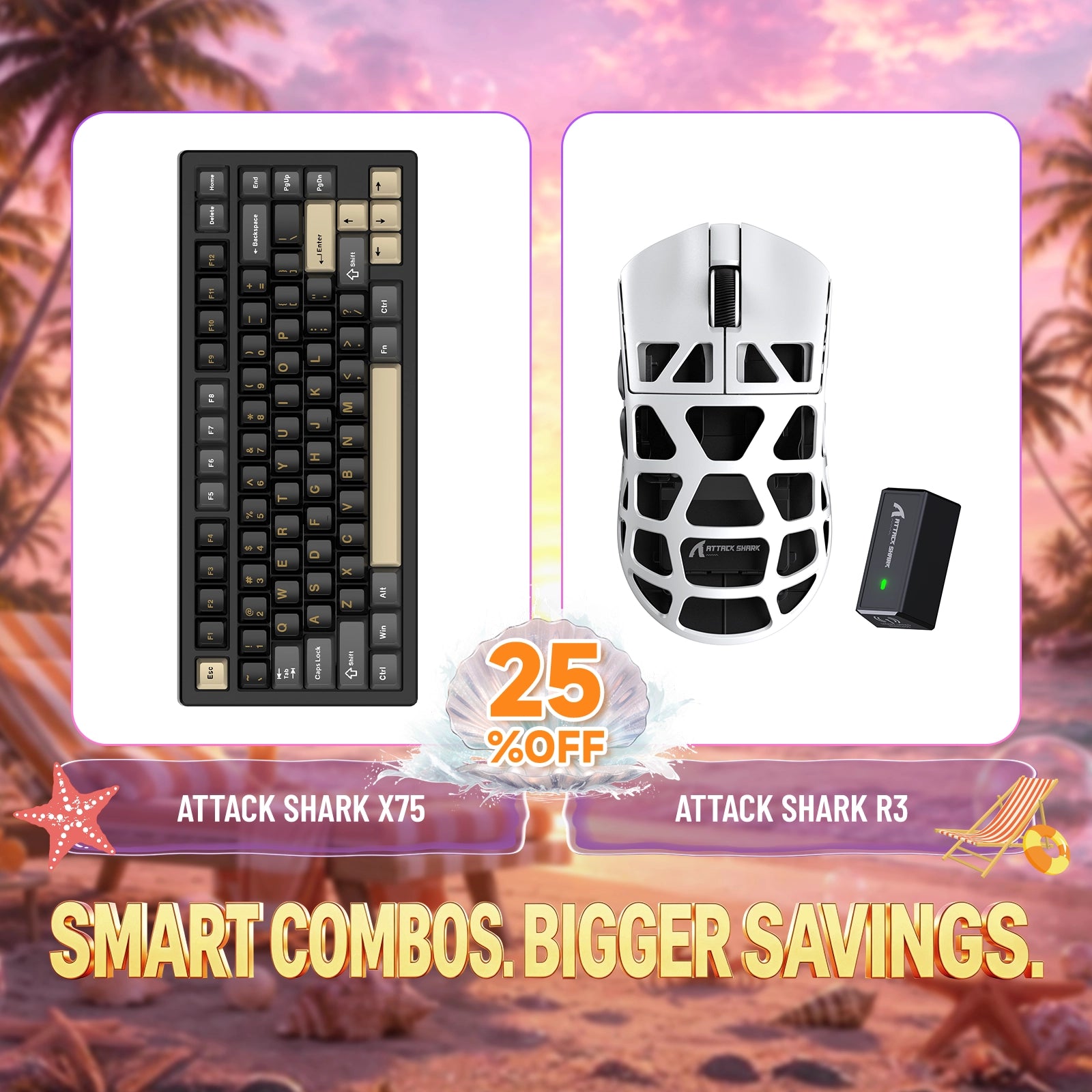 ATTACK SHARK X75 Vollaluminium Tastatur + R3 Magnesiumlegierung Gaming-Maus Bundle