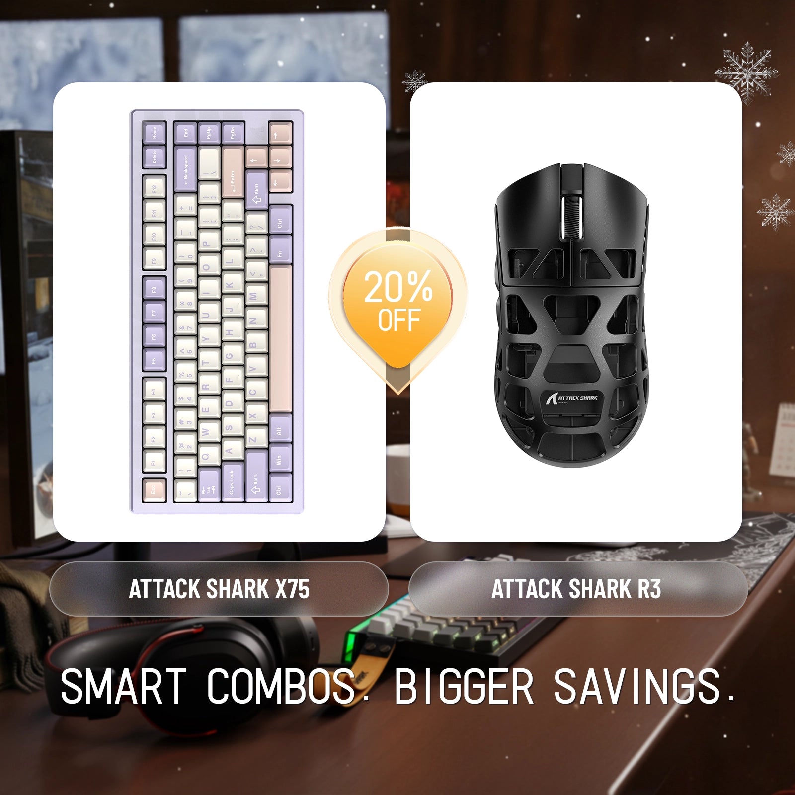 ATTACK SHARK X75 Vollaluminium-Tastatur + R3 Magnesiumlegierung-Gaming-Maus-Paket