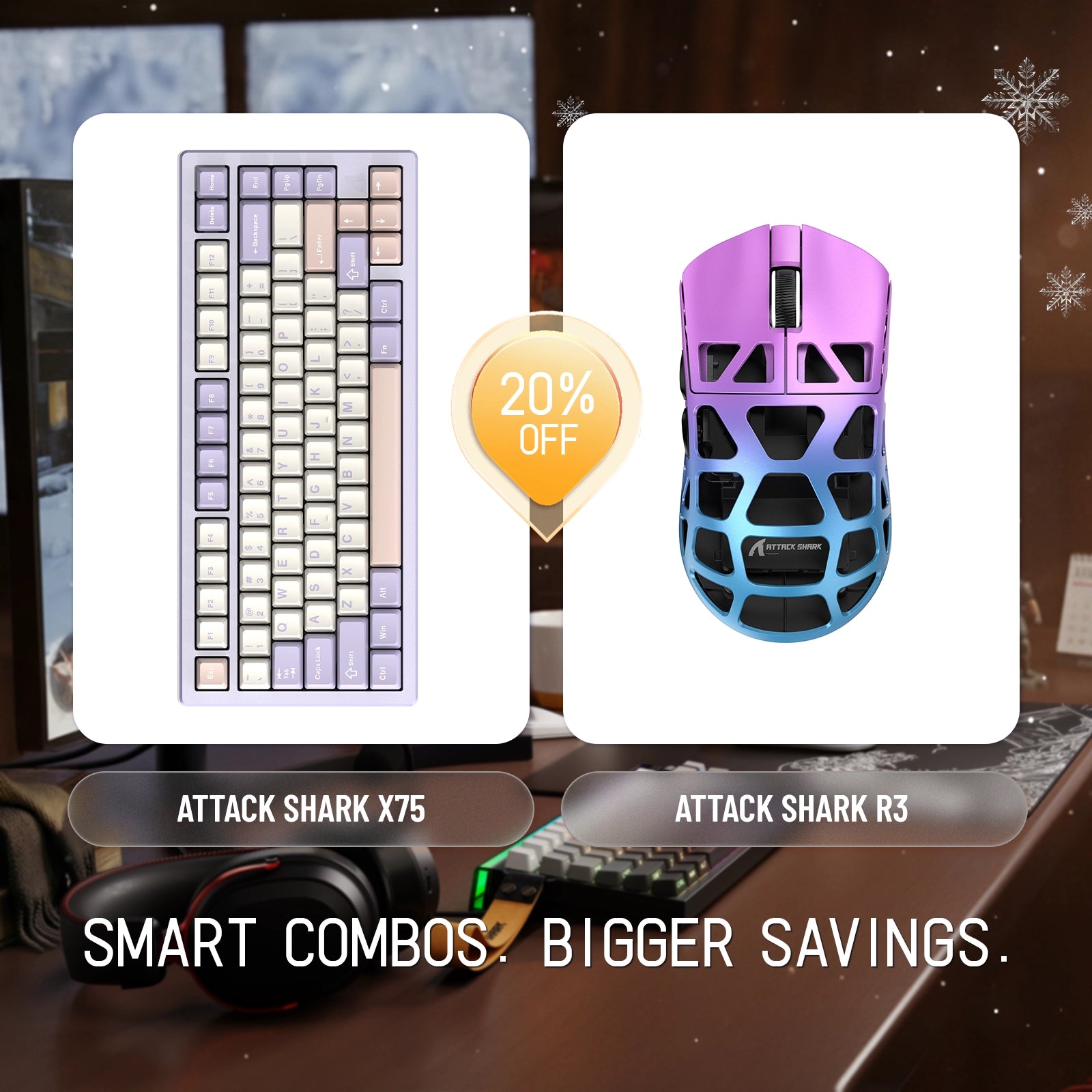 ATTACK SHARK X75 Vollaluminium-Tastatur + R3 Magnesiumlegierung-Gaming-Maus-Paket