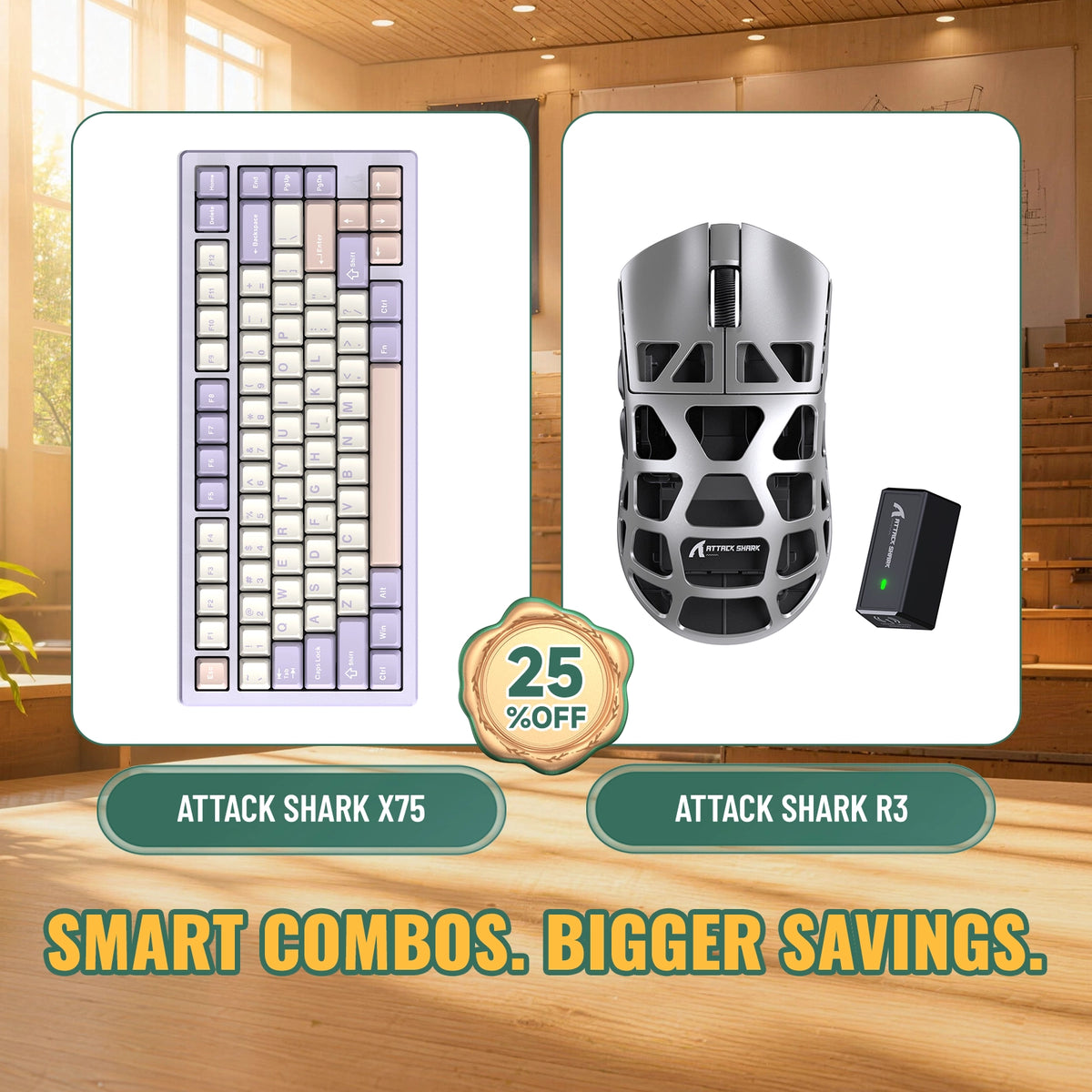 ATTACK SHARK X75 Vollaluminium Tastatur + R3 Magnesiumlegierung Gaming-Maus Bundle