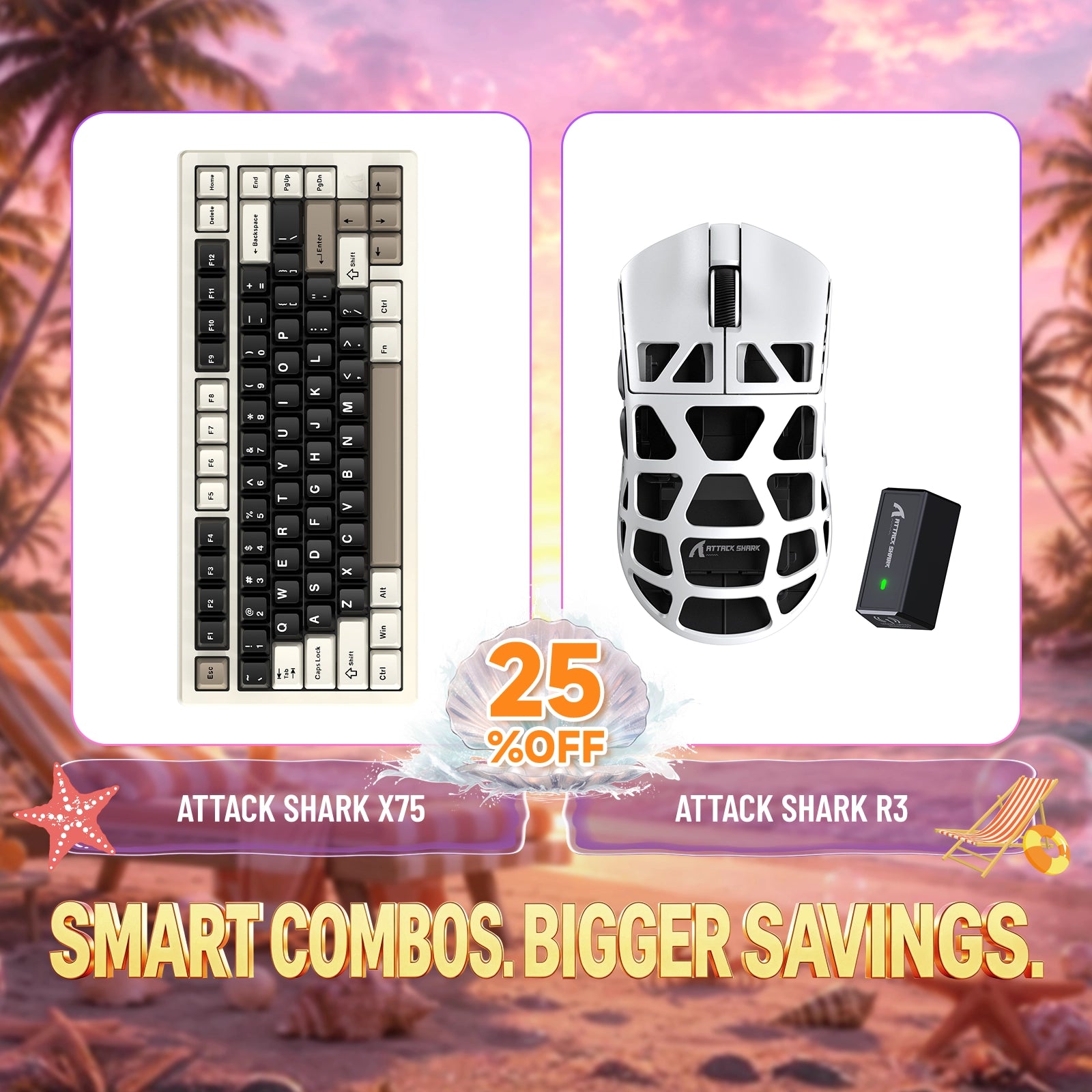 ATTACK SHARK X75 Vollaluminium Tastatur + R3 Magnesiumlegierung Gaming-Maus Bundle