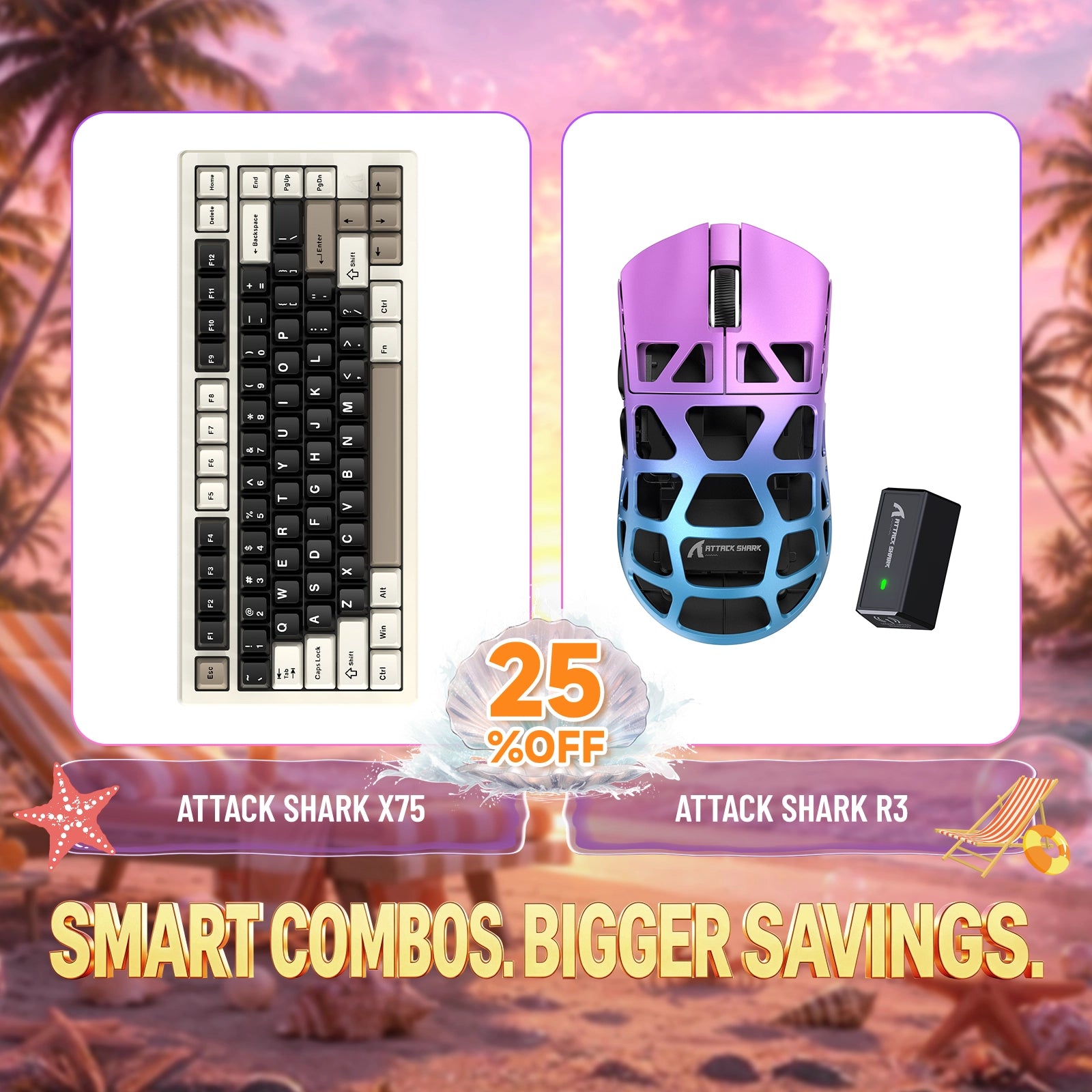ATTACK SHARK X75 Vollaluminium Tastatur + R3 Magnesiumlegierung Gaming-Maus Bundle
