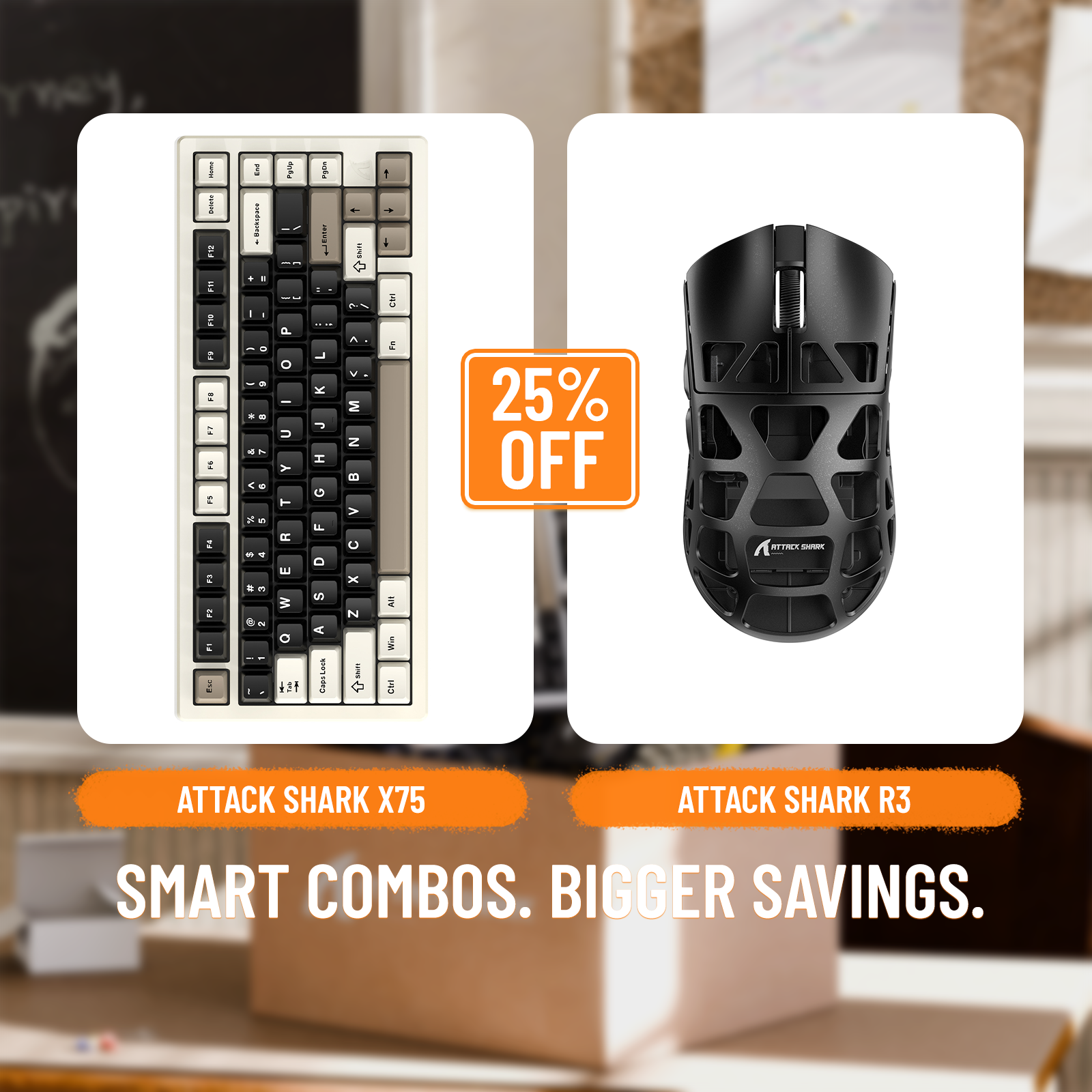 ATTACK SHARK X75 Vollaluminium-Tastatur + R3 Magnesiumlegierung-Gaming-Maus-Paket
