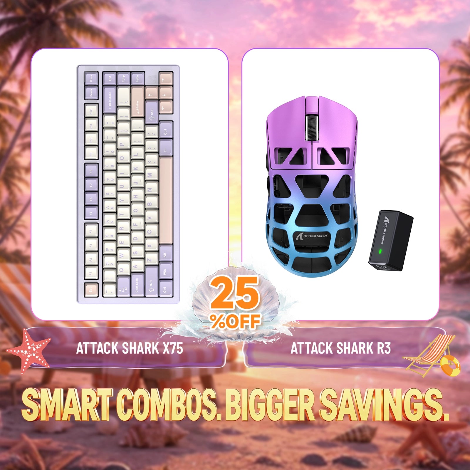 ATTACK SHARK X75 Vollaluminium Tastatur + R3 Magnesiumlegierung Gaming-Maus Bundle