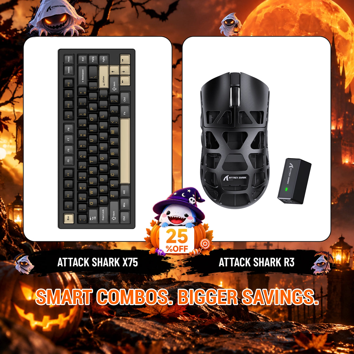 ATTACK SHARK X75 Vollaluminium Tastatur + R3 Magnesiumlegierung Gaming-Maus Bundle