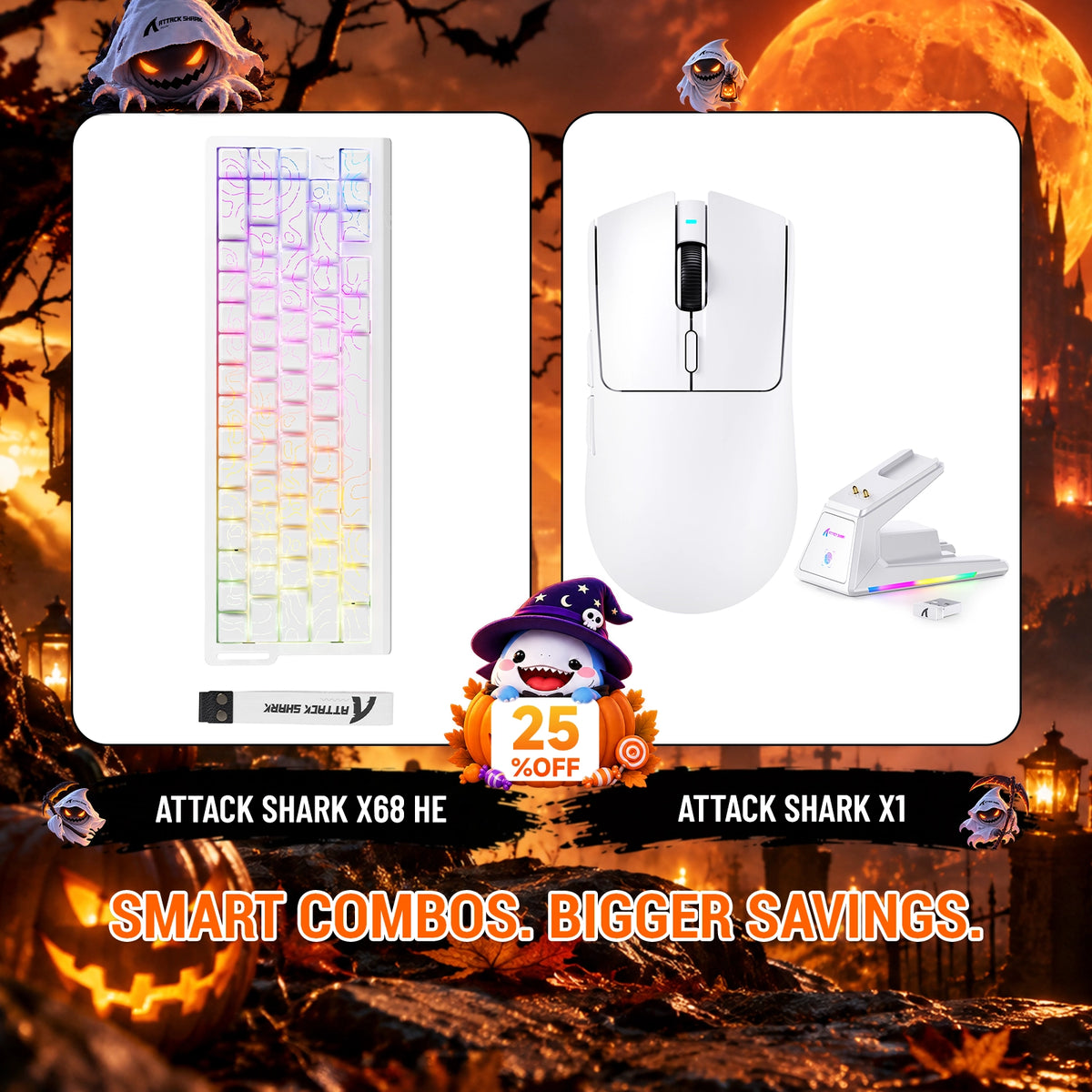 ATTACK SHARK X68HE Rapid Trigger Tastatur + X1 Kabellose Gaming-Maus Bundle
