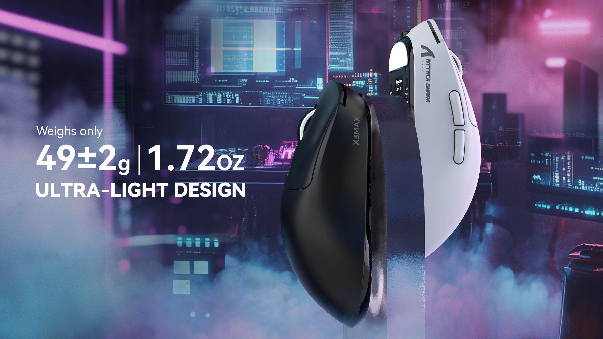 ATTACK SHARK X3MAX PAW3950 Wireless Gaming Mouse with C06 Mouse Coiled Cable