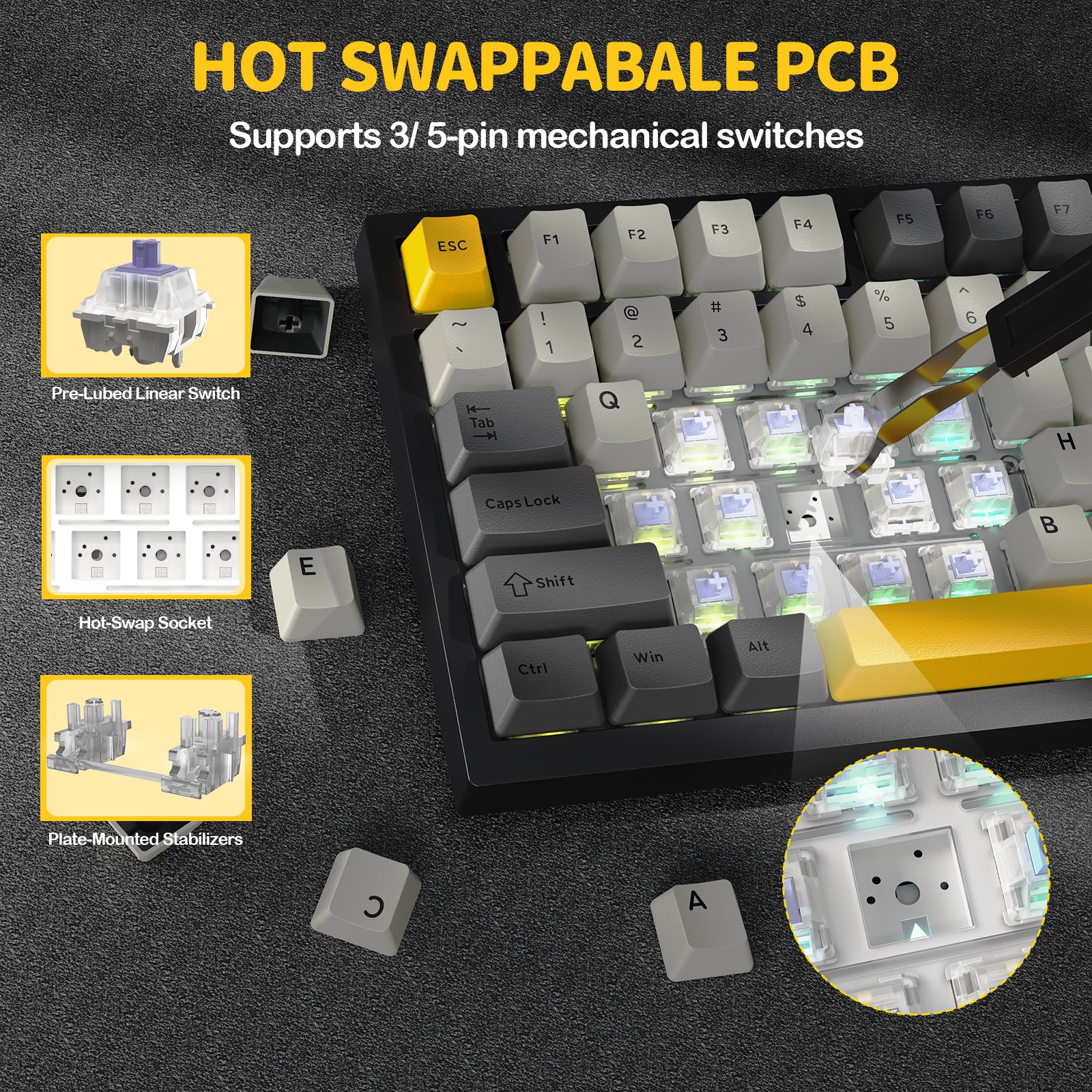 ATTACK SHARK X820Ultra Tri-Modus Dichtung Mechanische Tastatur