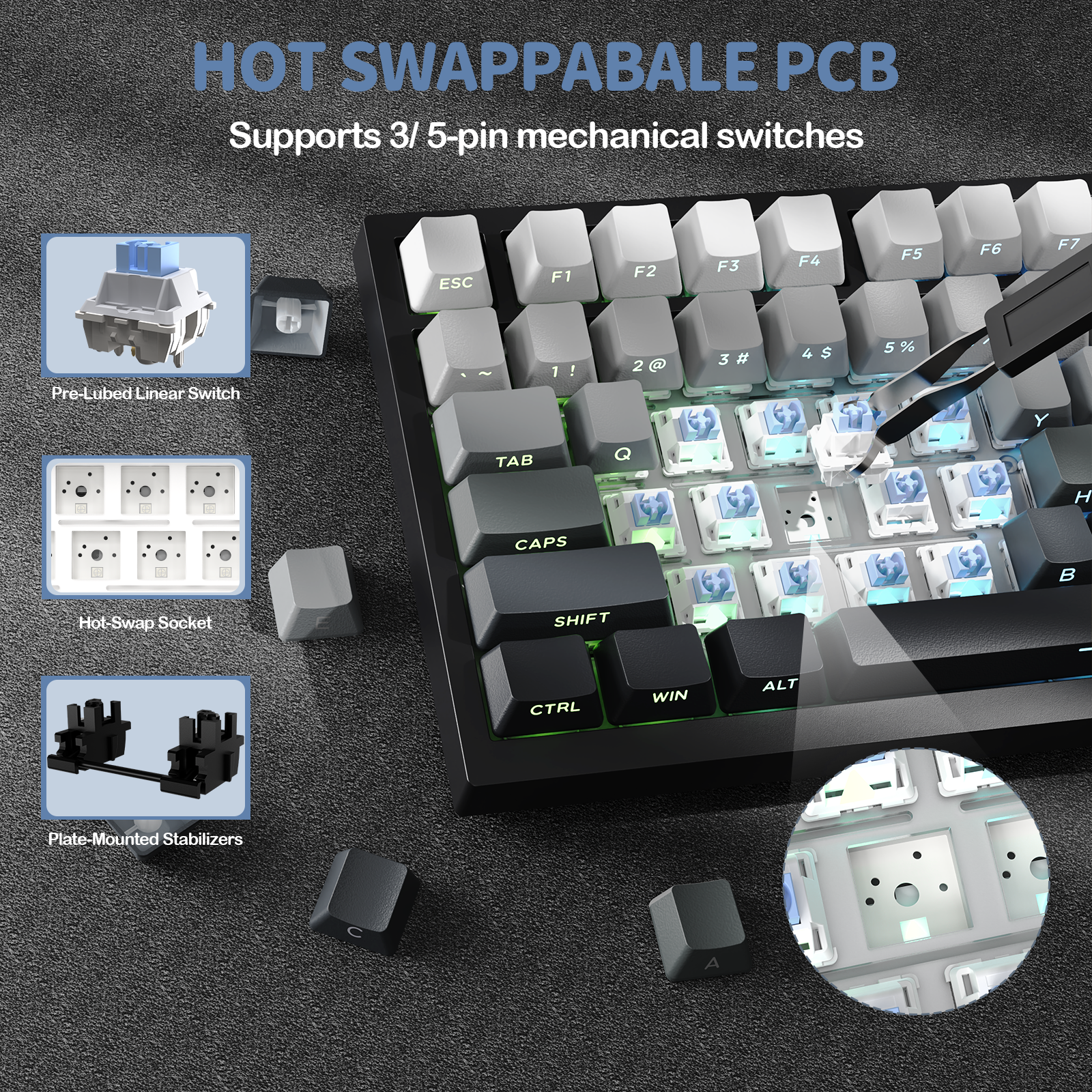ATTACK SHARK X820Ultra Tri-Modus Dichtung Mechanische Tastatur