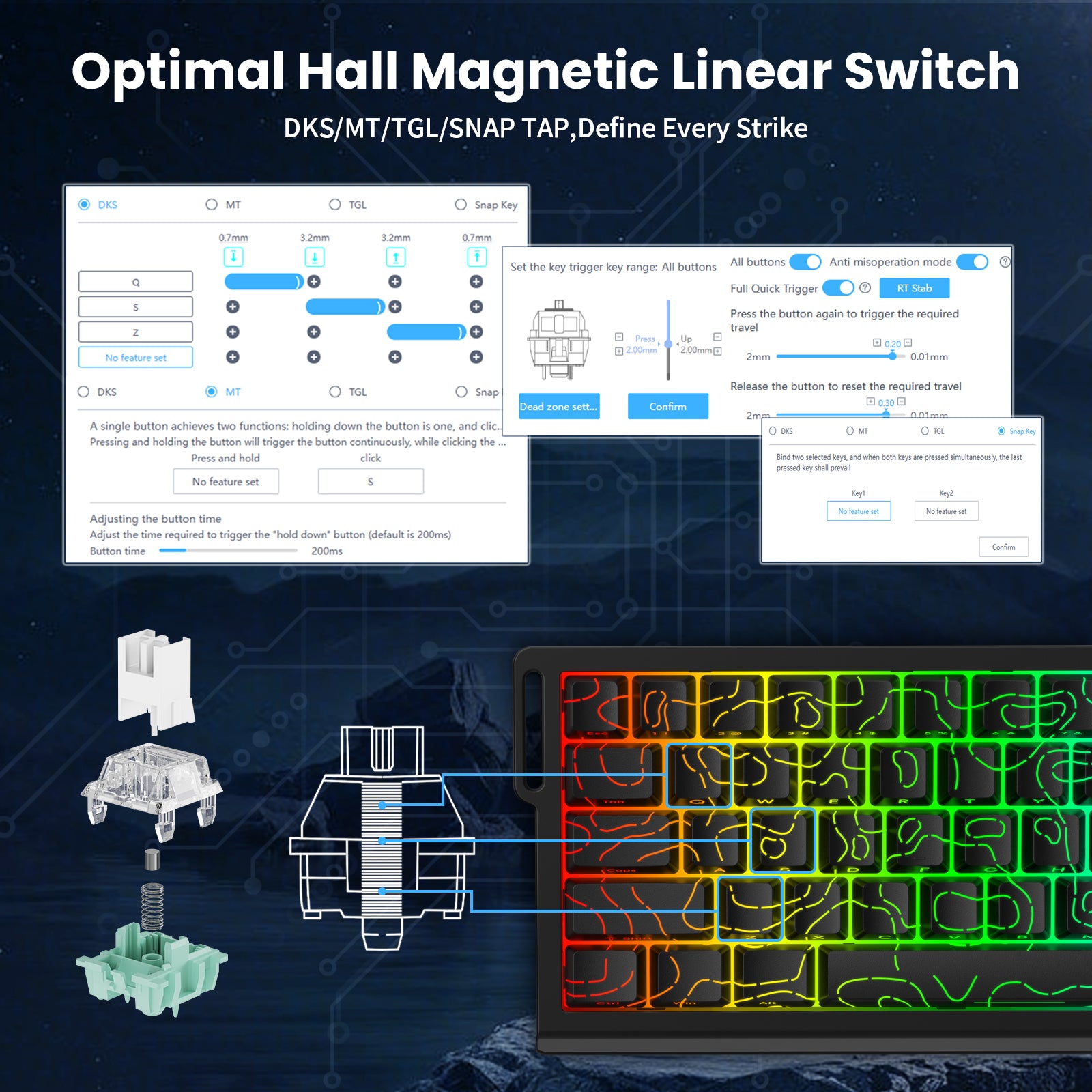 X68 HE keyboard with Optimal Hall Magnetic Linear Switch