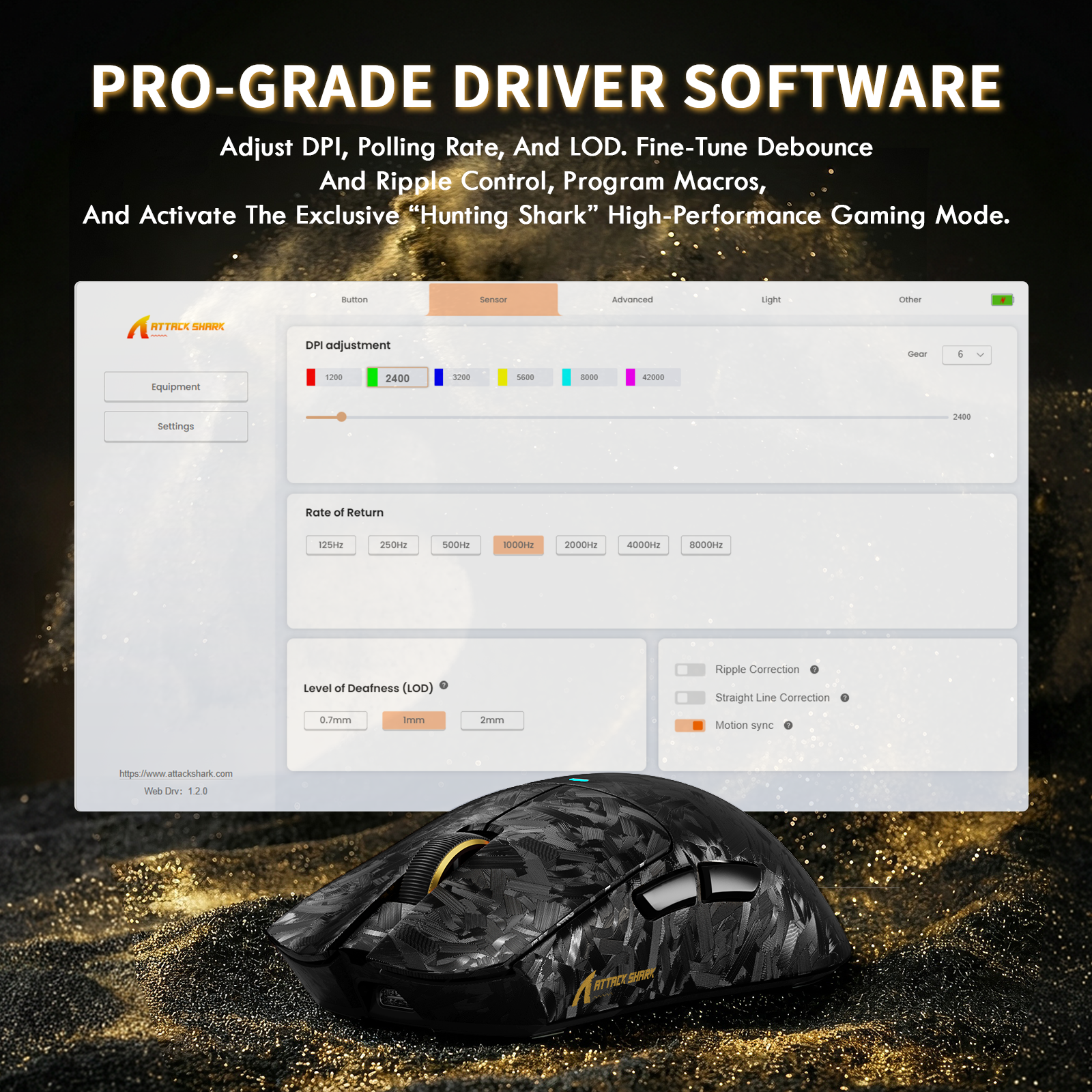 ATTACK SHARK X11 ULTRA Carbonfaser Kabellose Gaming-Maus mit C06 Ultra LED-Kabel