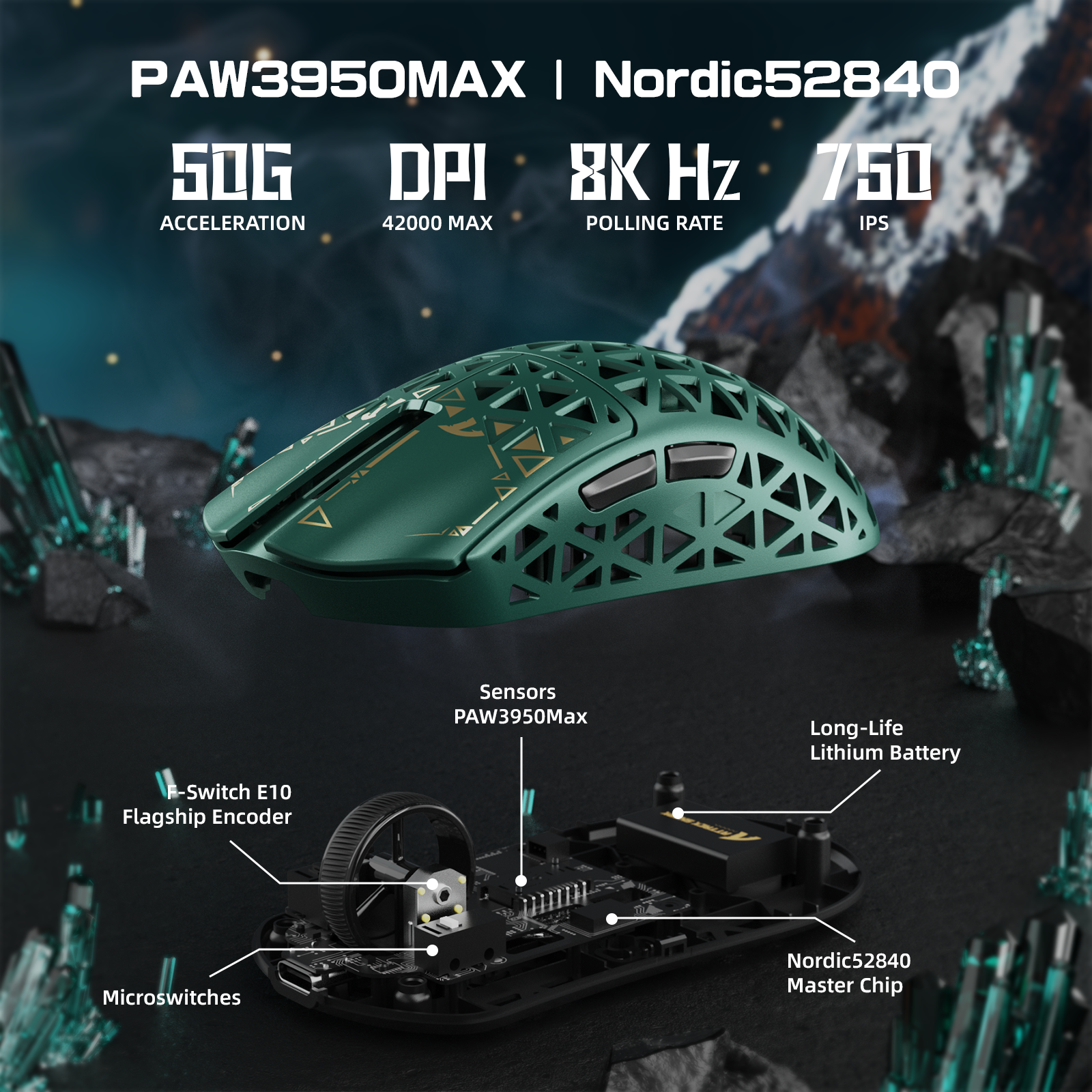 ATTACK SHARK R5 ULTRA Carbonfaser Kabellose 8K PAW3950MAX Gaming-Maus