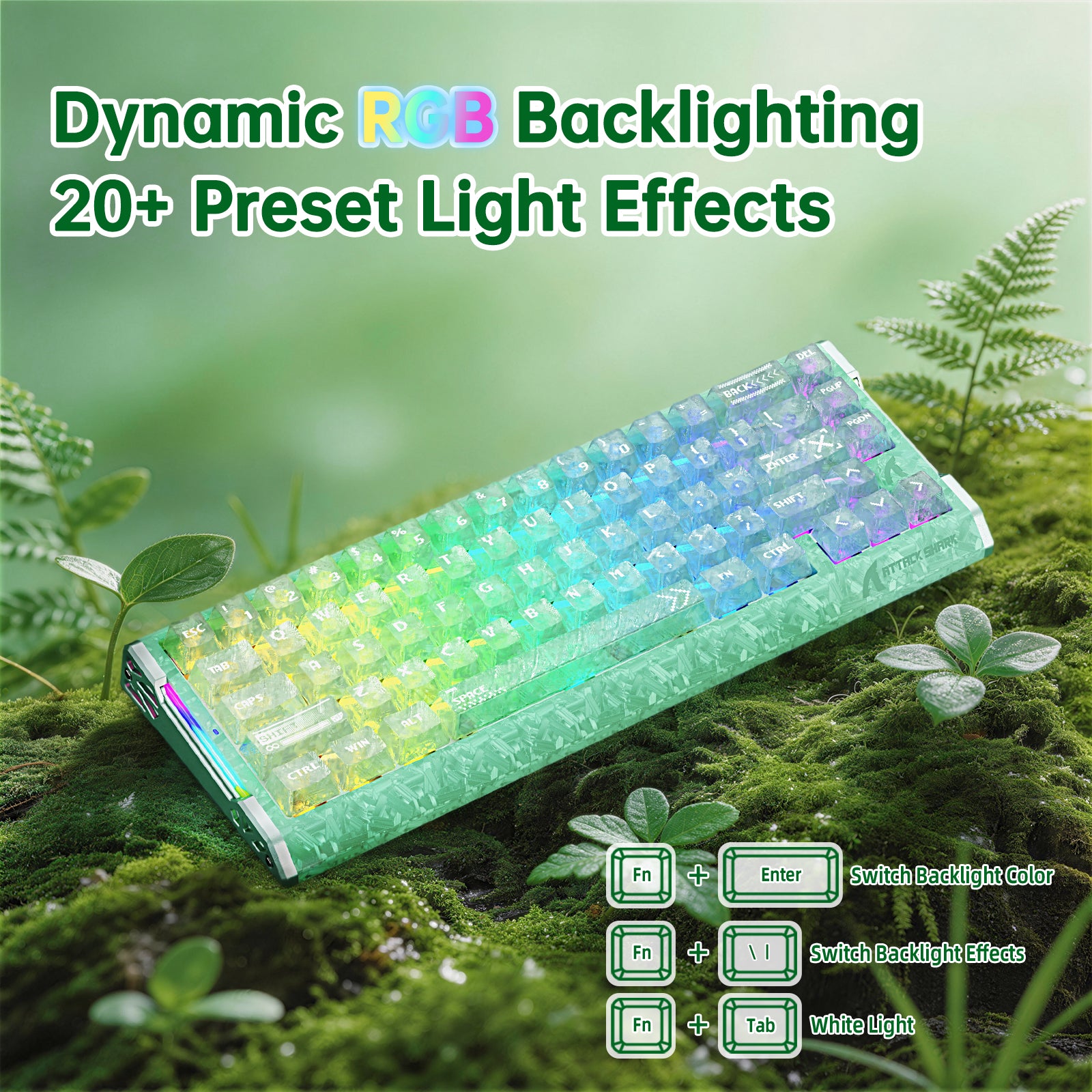 ATTACK SHARK R68 HE Kohlefaser Kabelgebundene Rapid Trigger Magnetischer Schalter Tastatur mit C01 Ultra RGB Spiralkabel