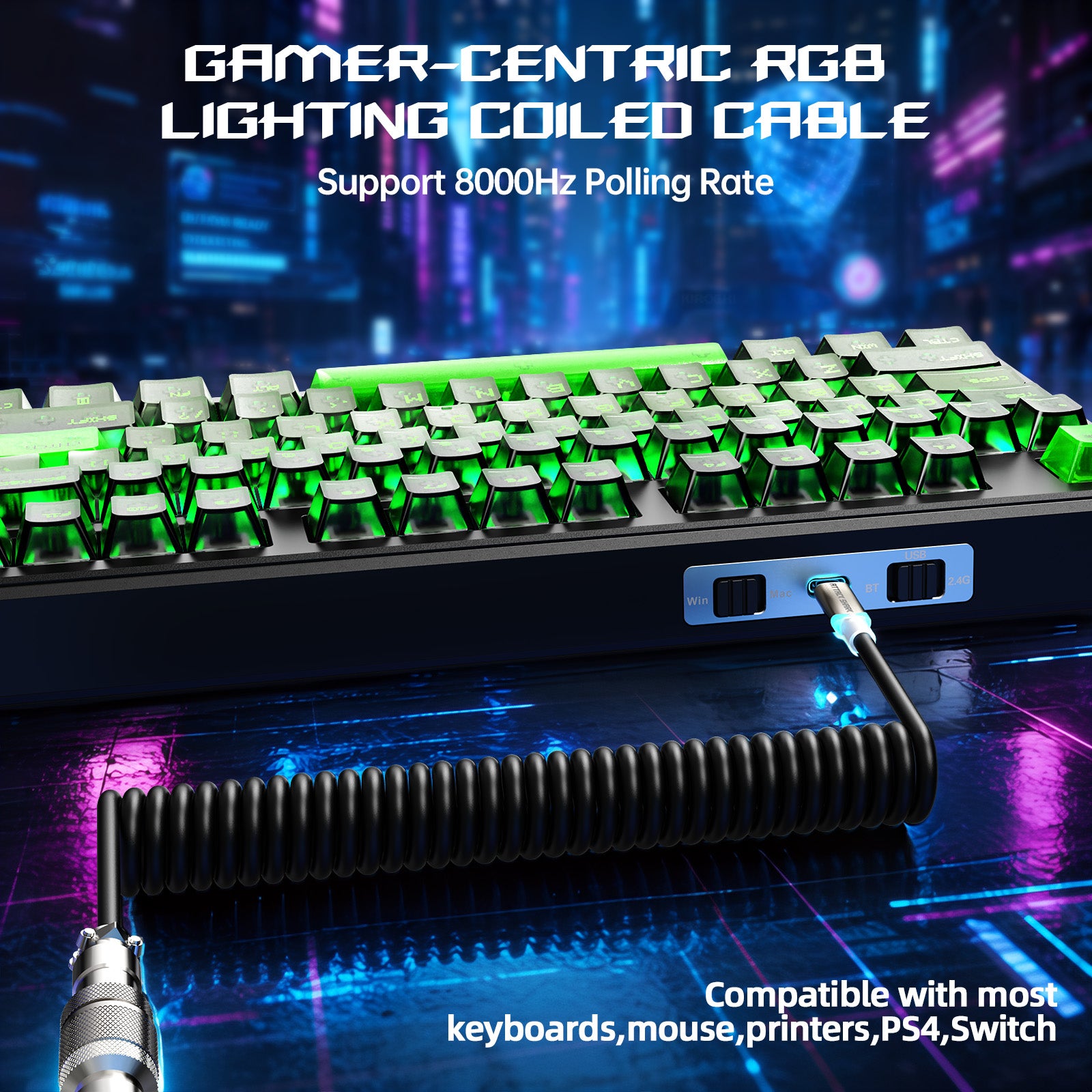 ATTACK SHARK X87 ULTRA Kabellose Gaming-Tastatur mit 8KHz-Empfänger und RGB-Spiralkabel