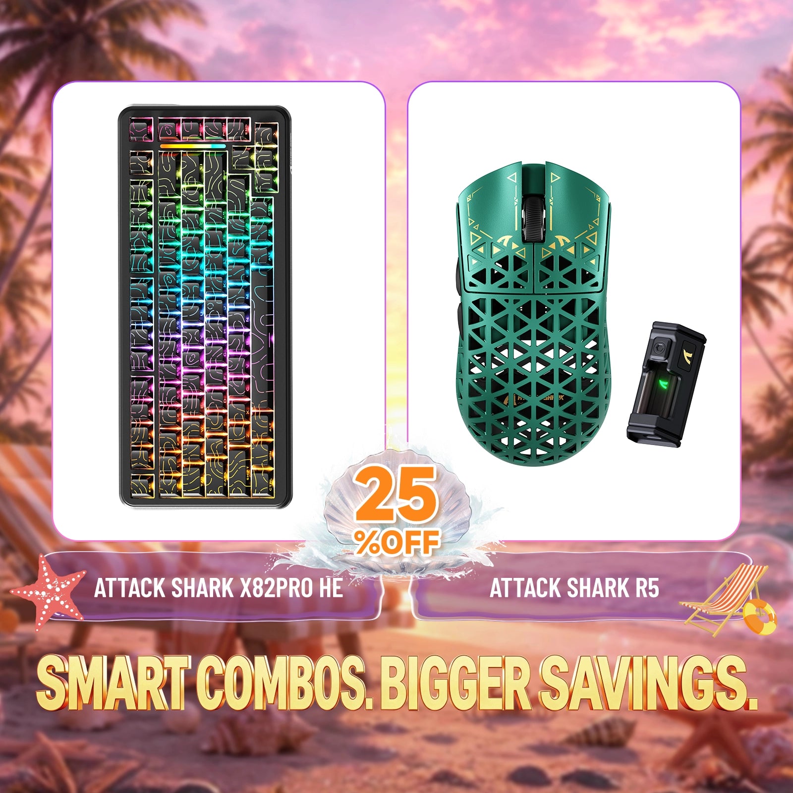 ATTACK SHARK X82PRO HE Rapid Trigger Tastatur + R5 Carbonfaser Kabellose Gaming-Maus Bundle