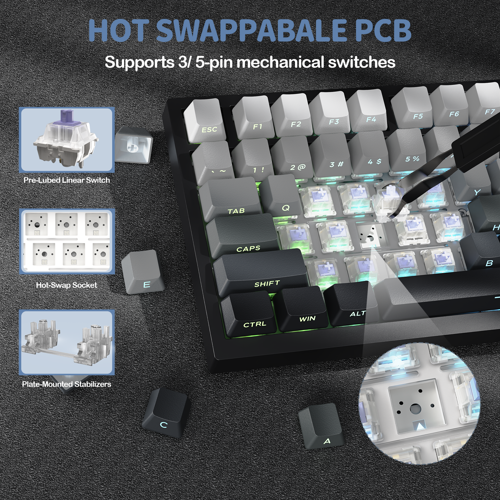 ATTACK SHARK X820Ultra Tri-Modus Dichtung Mechanische Tastatur