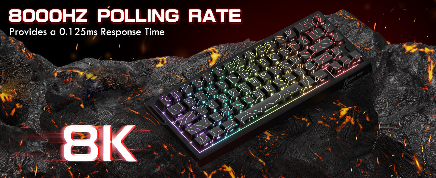 ATTACK SHARK X68PRO HE Kabellose Rapid Trigger-Tastatur mit Spiralkabel